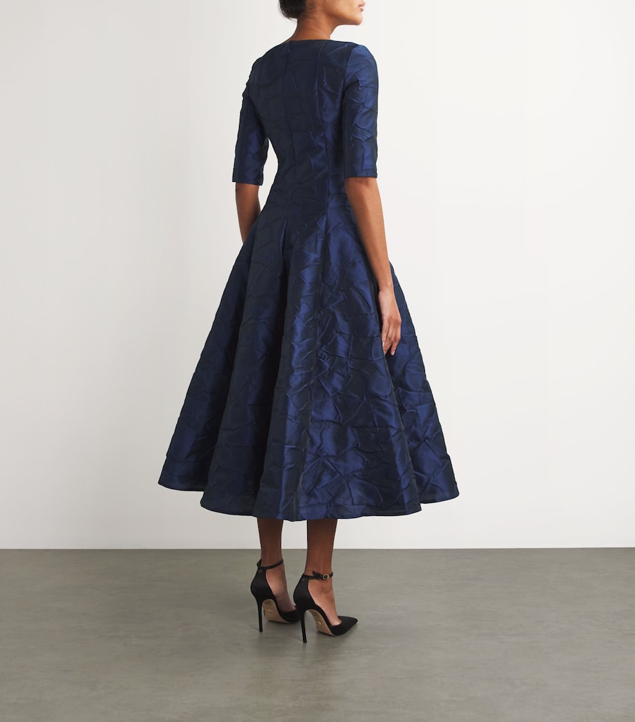 Talbot Runhof Navy Jacquard A-Line Midi Dress | Harrods UK Talbot Runhof Navy Jacquard A-Line Midi Dress | Harrods UK