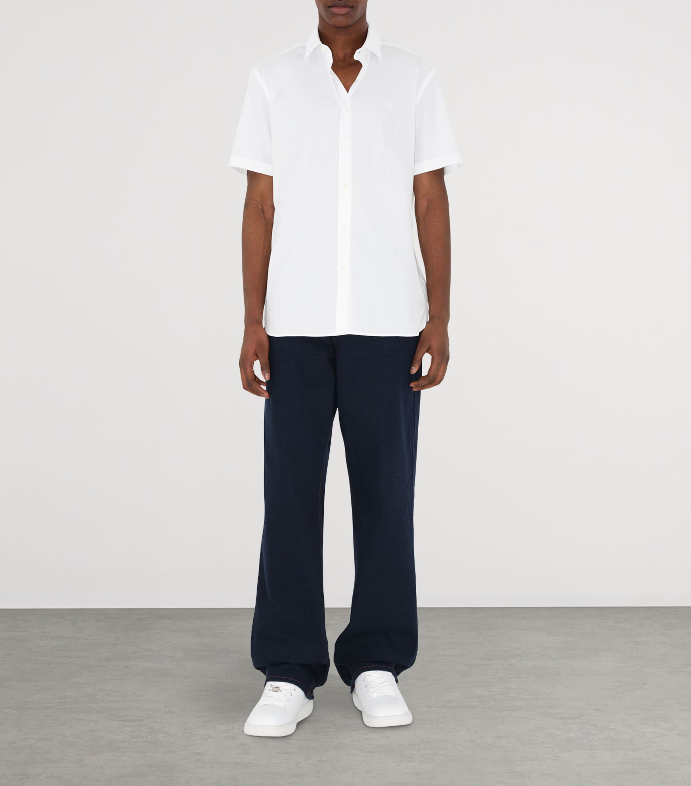 Stretch-Cotton EKD-Embroidered Slim Shirt WHITE Image 2