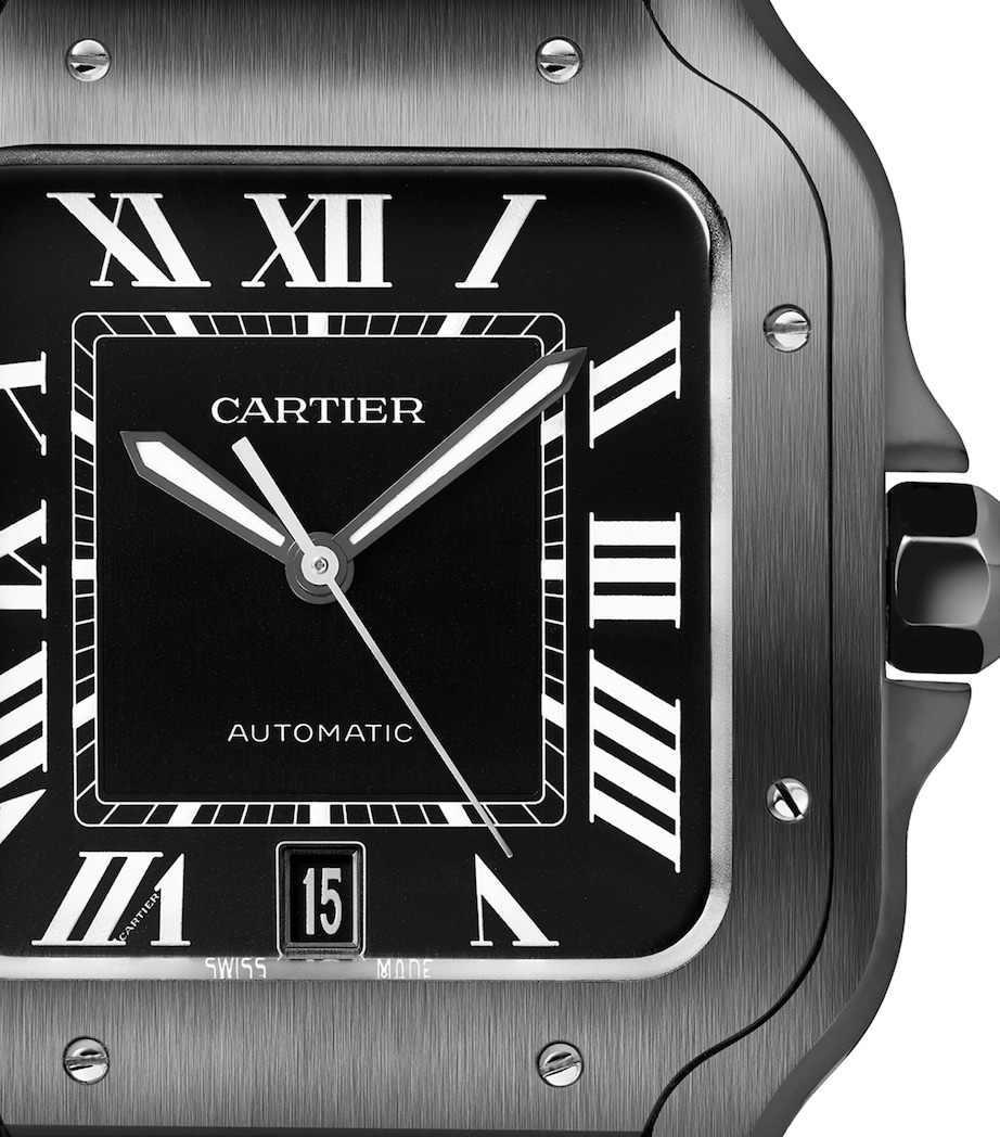 Stainless Steel Santos de Cartier Watch 39.8mm BLACK Image 8