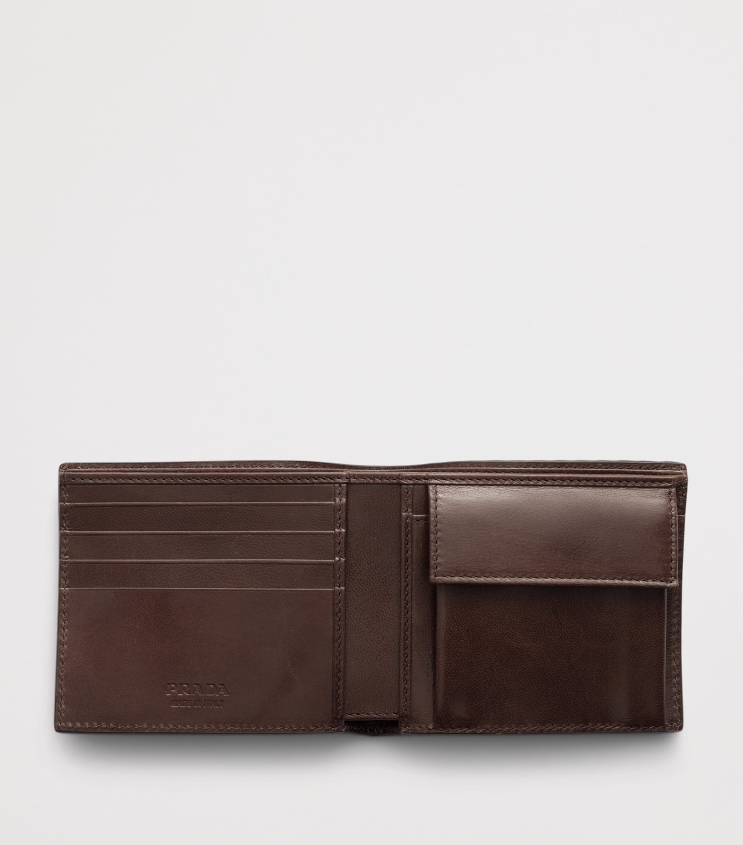 Prada Leather Woven Wallet Brown Image 2