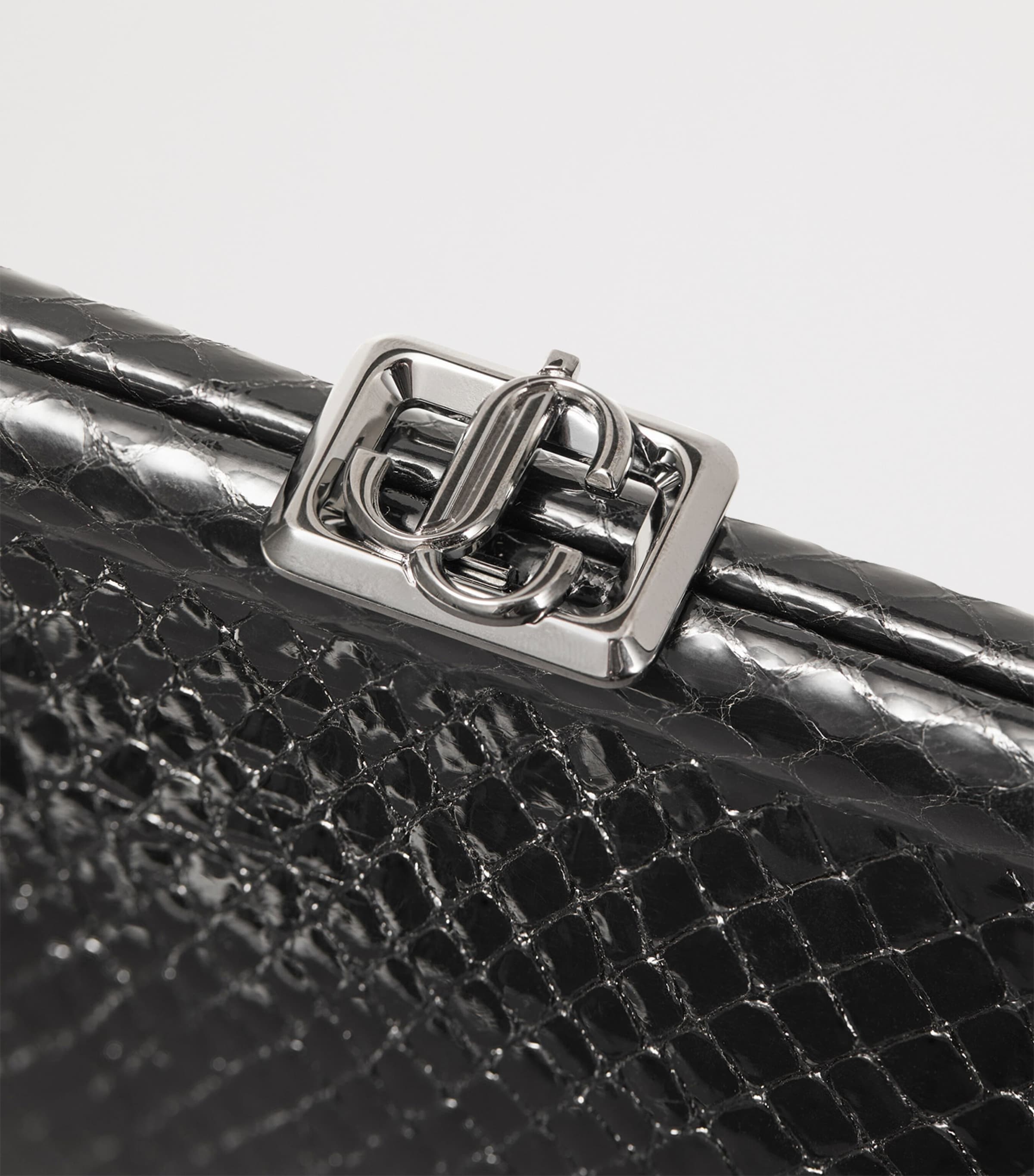 Skylar Snake-Embossed Leather Clutch Bag BLACK/DARK SILVER Image 2