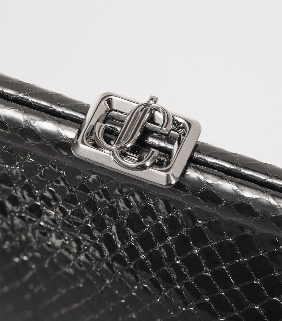 Skylar Snake-Embossed Leather Clutch Bag BLACK/DARK SILVER Image 2