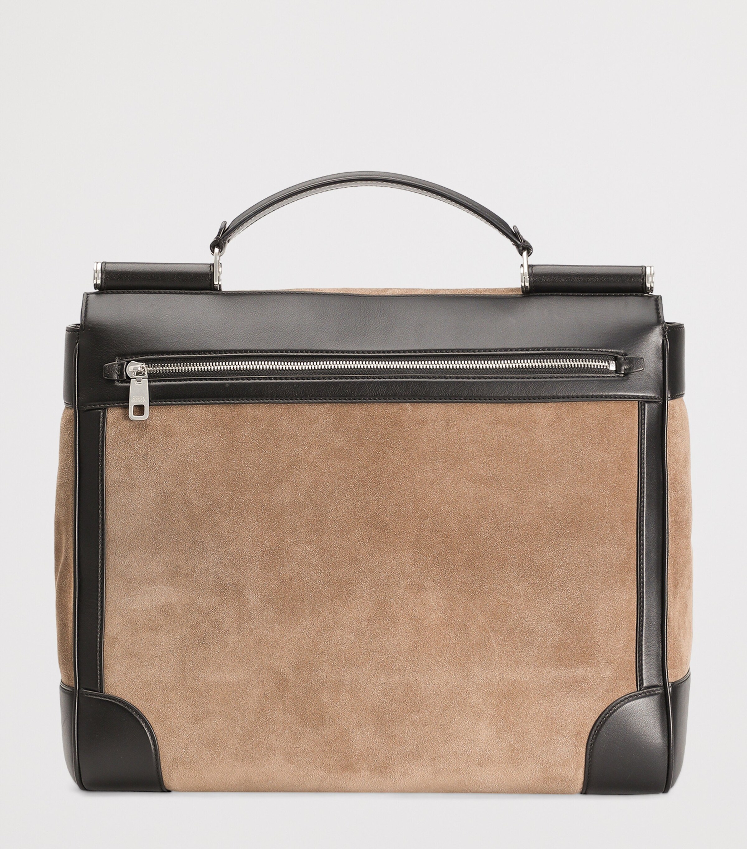 Suede Sicily Top-Handle Bag 8M067-NUT/BLACK Image 7