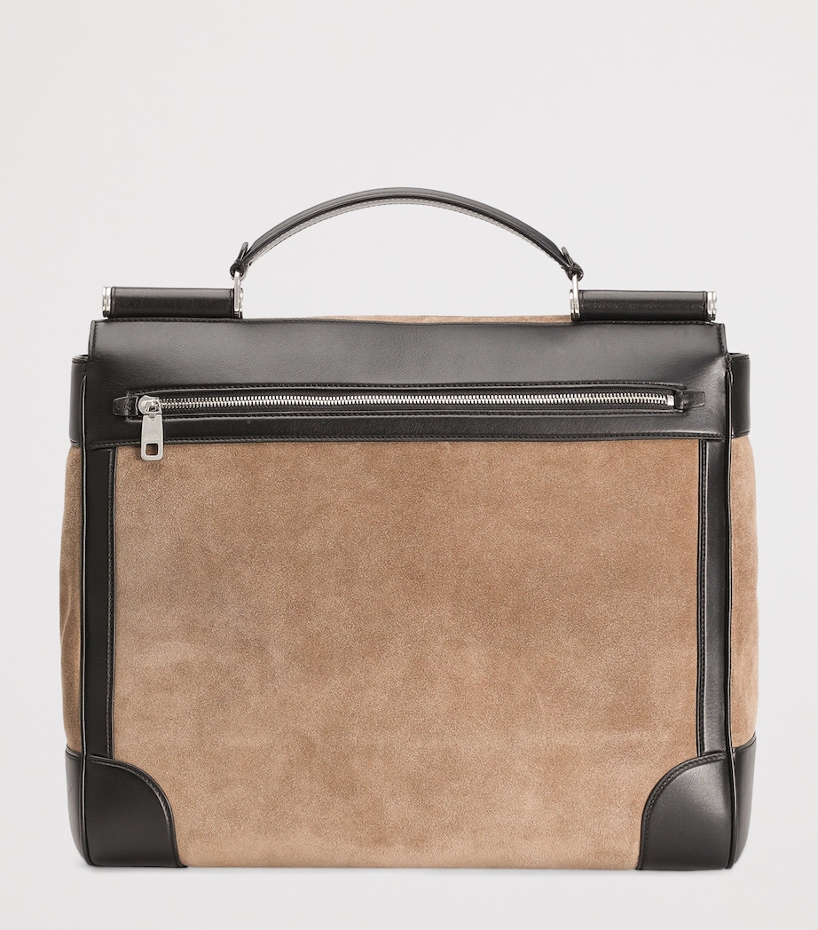 Suede Sicily Top-Handle Bag 8M067-NUT/BLACK Image 7