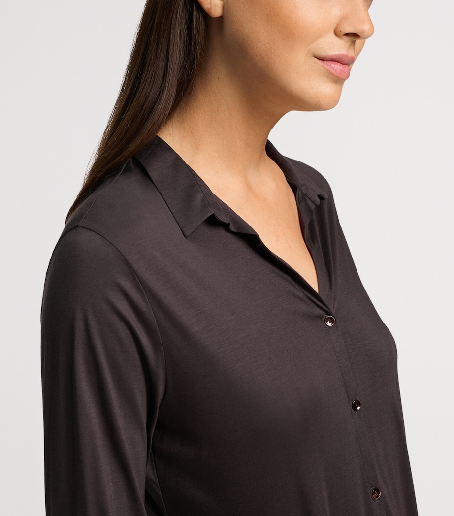 Hanro Womens Modal-Silk Grand Central Pyjama Shirt Dark Mocha Image 6