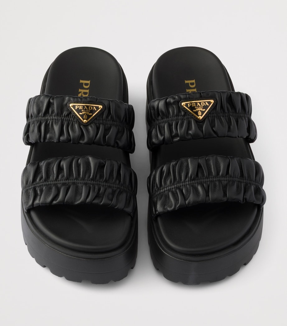 Prada Nappa Leather Flatform Slides 45 Black Image 3