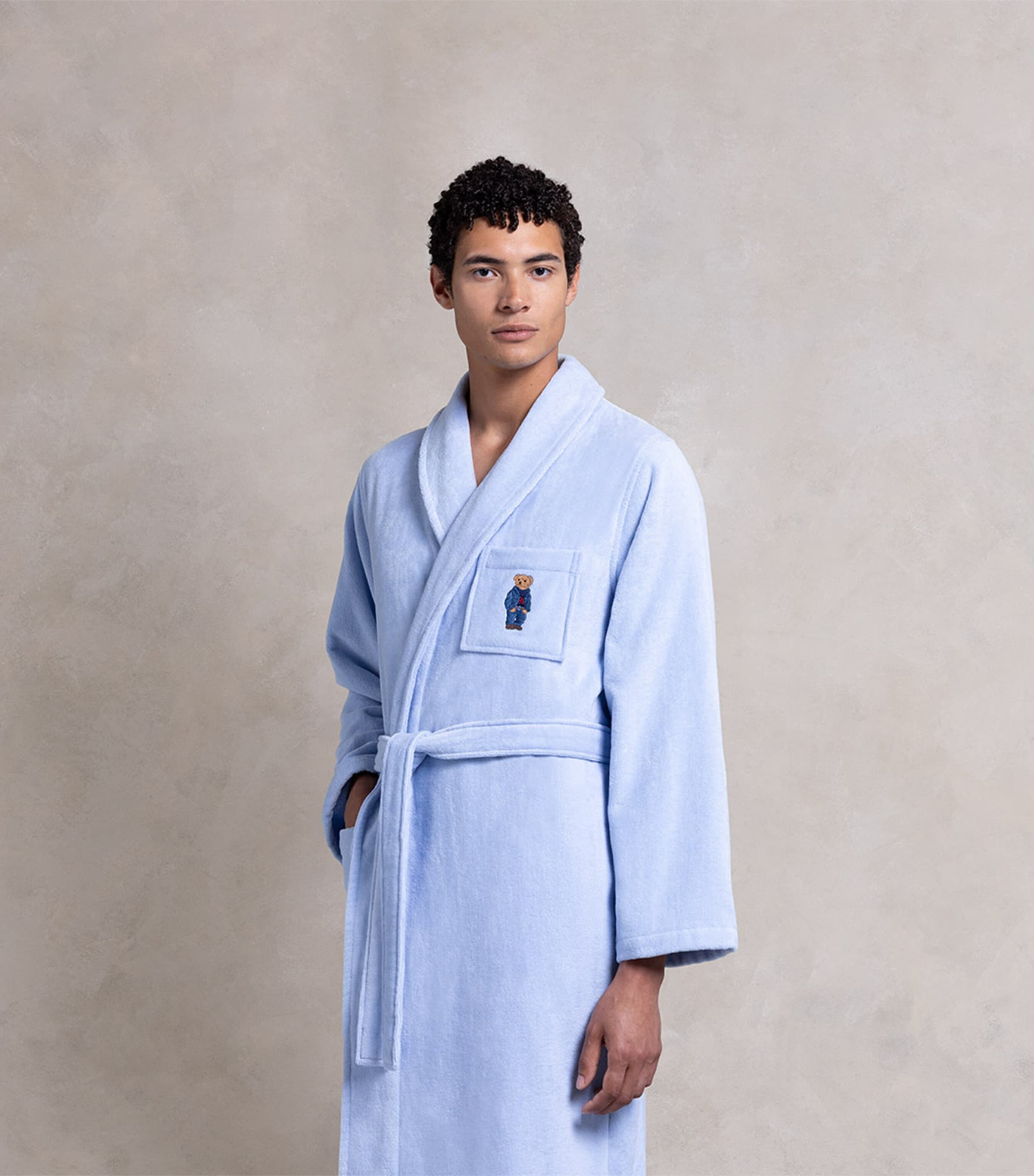 Ralph Lauren Home Denim Bear Robe (Large) Office Blue Image 5