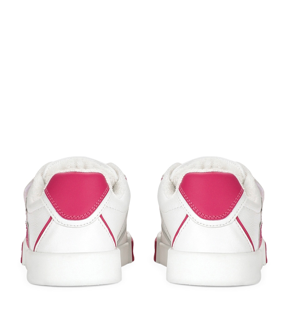 Leather Portofino Sneakers 8B902-WHITE/FUCHSIA Image 2