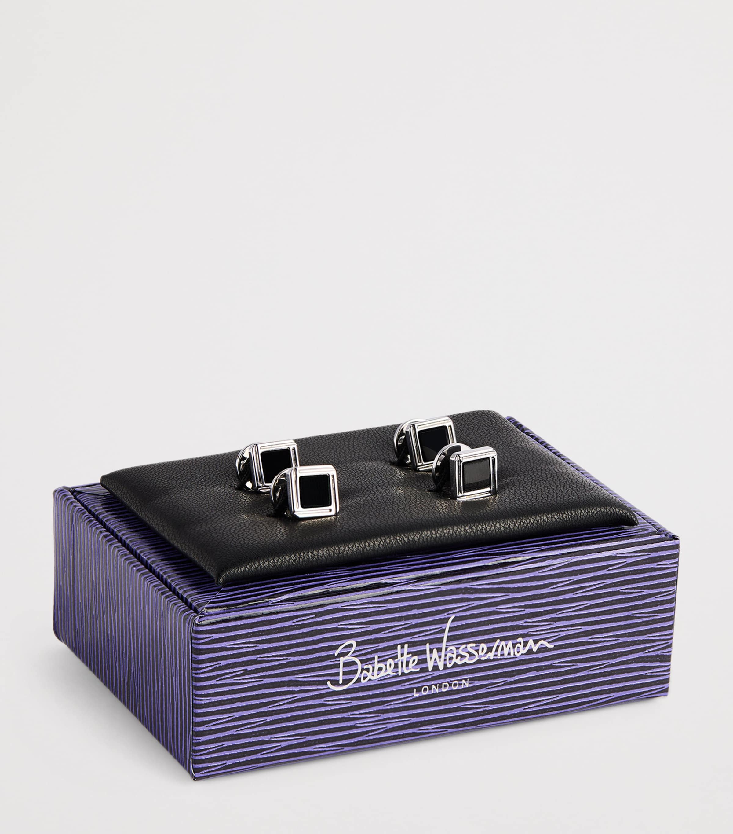 Rhodium-Plated Celtic Onyx Cufflinks Set ONYX Image 3