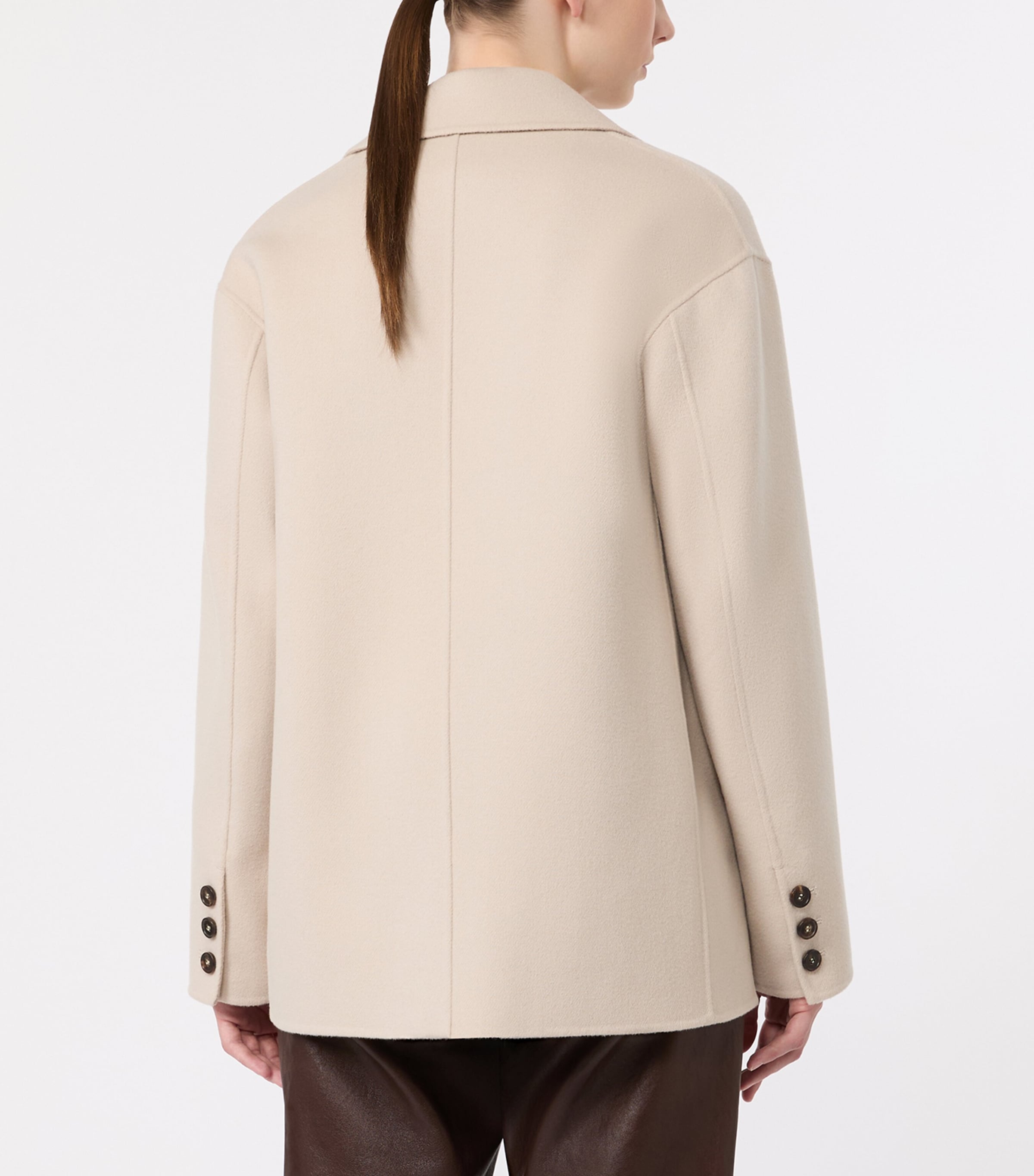 Max Mara Womens Virgin Wool Short Jacket Beige Image 4