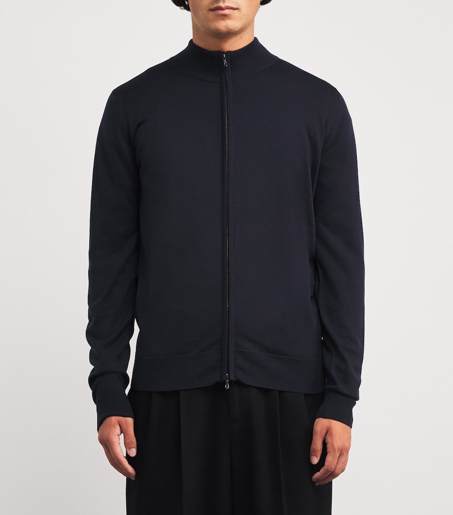 Extra Fine Merino Wool Zip-Up Sweater MIDNIGHT Image 3