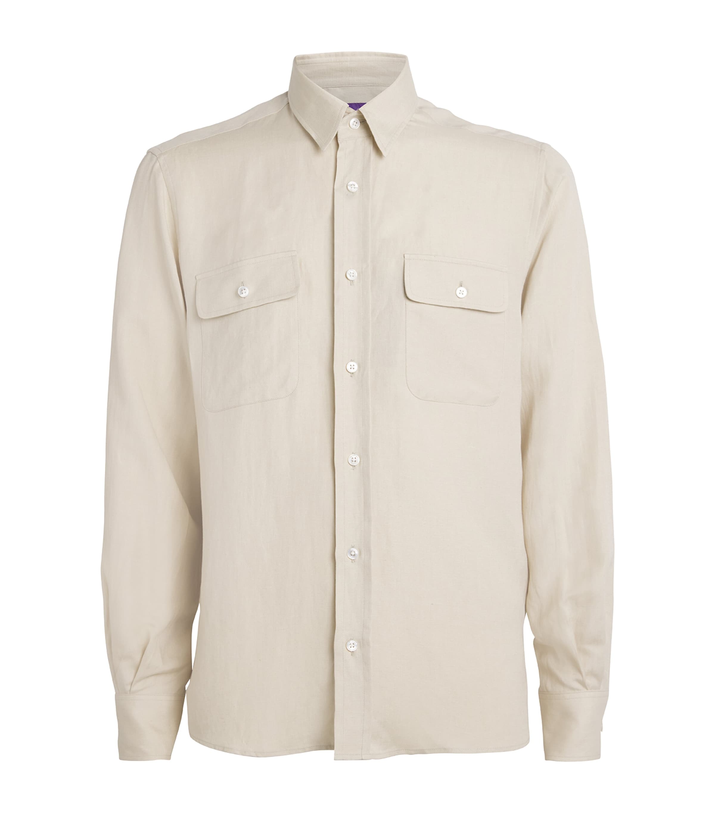 Ralph Lauren Silk-linen Pocket-detail Shirt In Multi