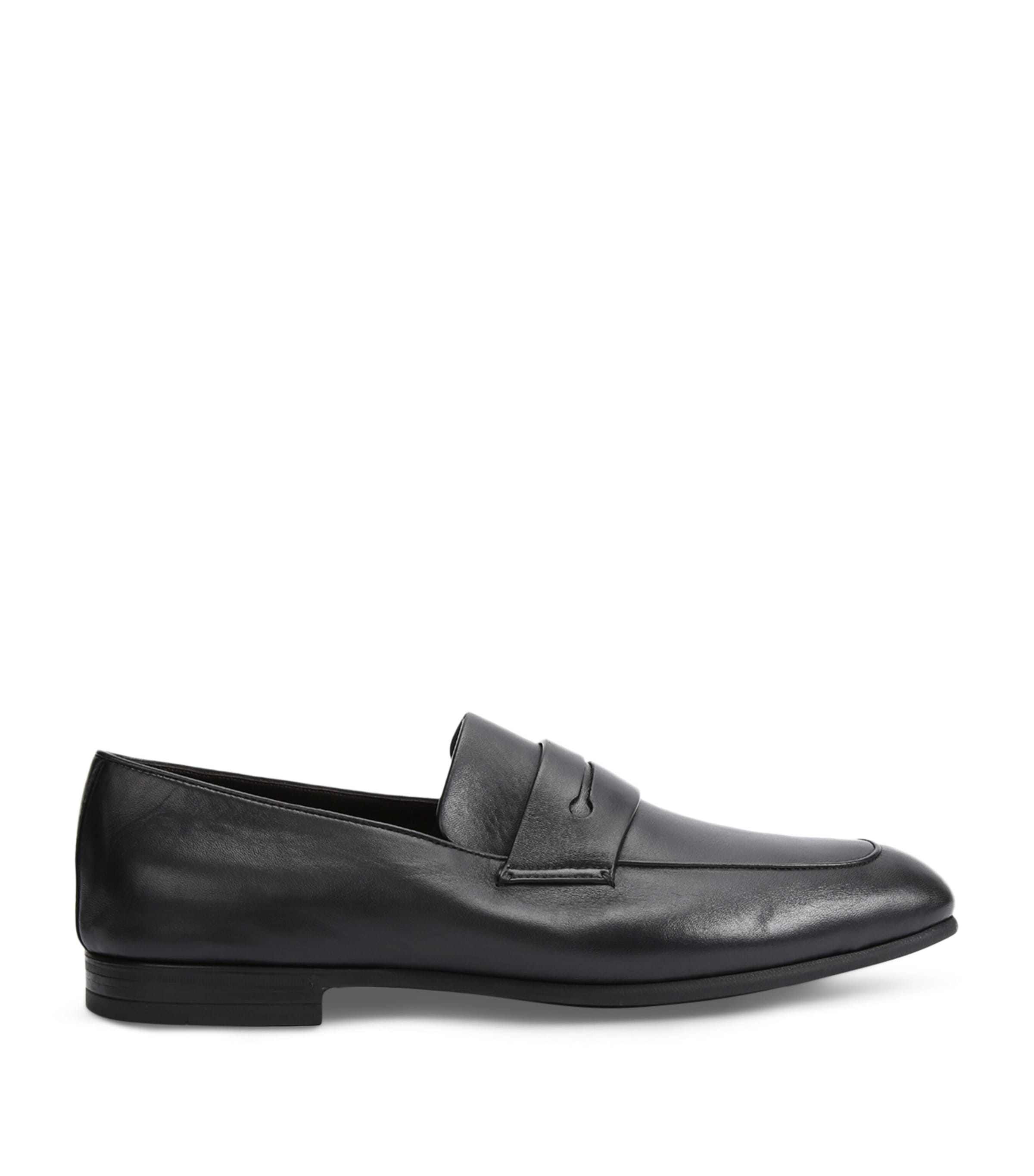 Leather Asola Penny Loafers NAVY Image 3
