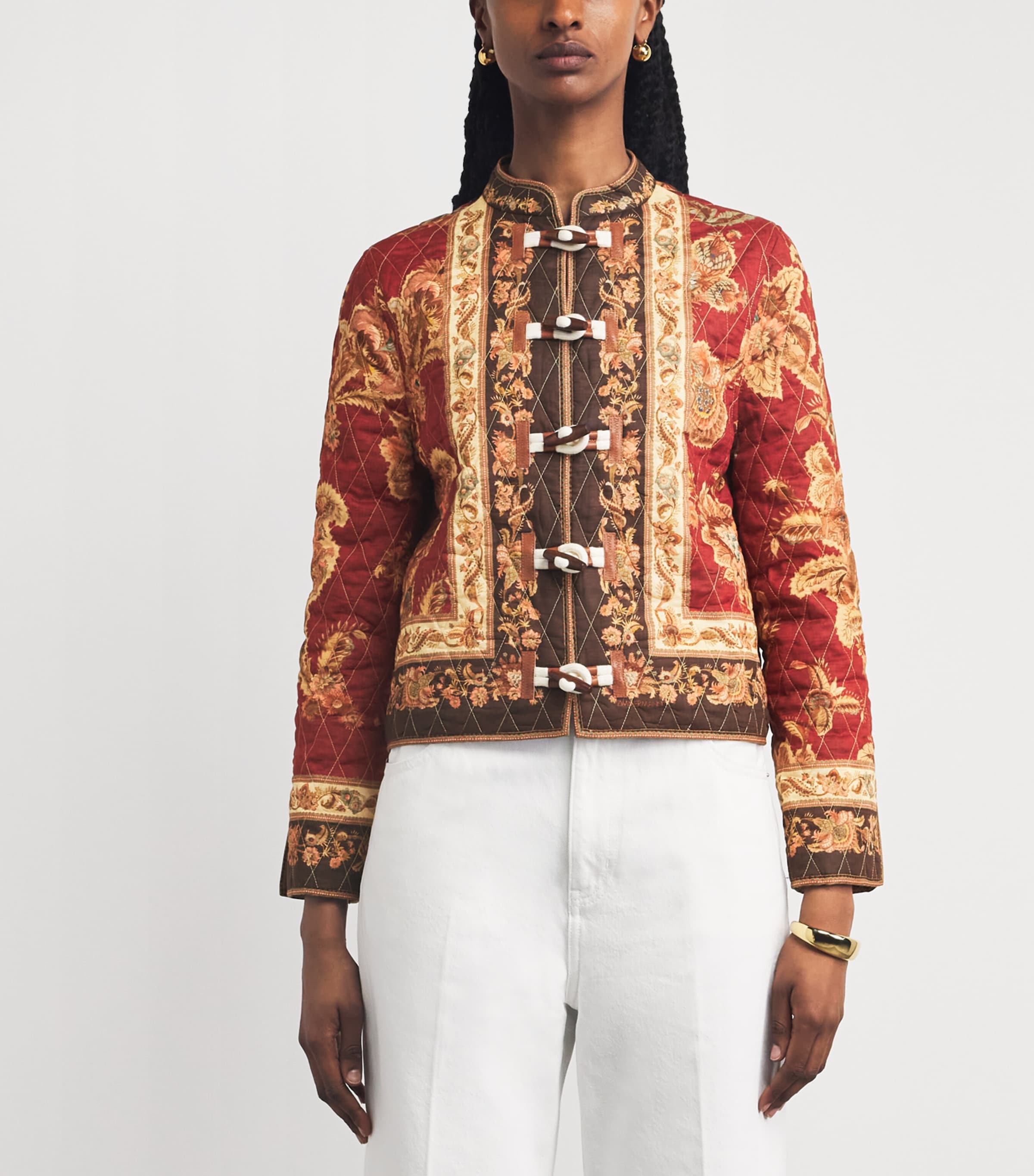 Zimmermann Womens Cotton Printed Aster Bomber Jacket Spli Spliced Image 4