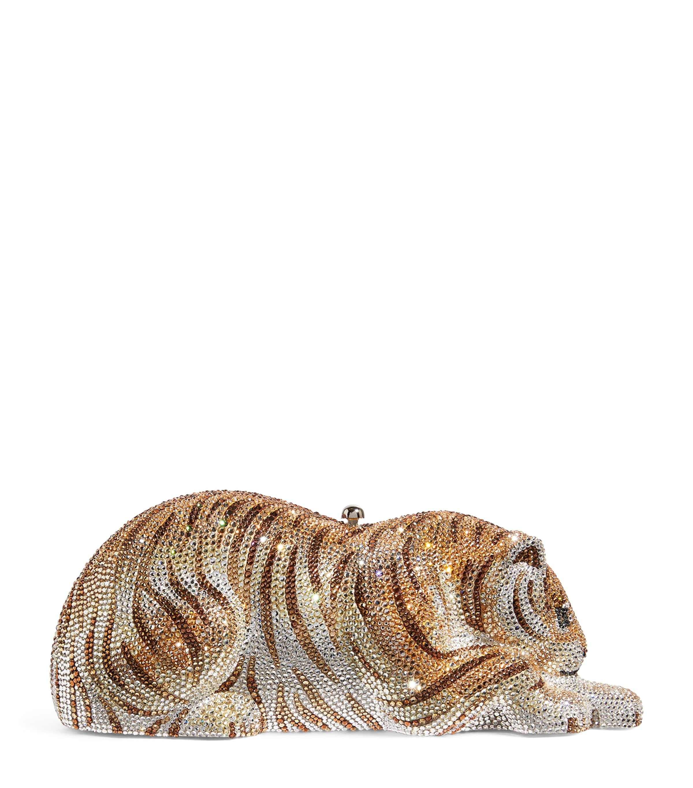 Judith Leiber Embellished Bengal Tiger Clutch In Gold