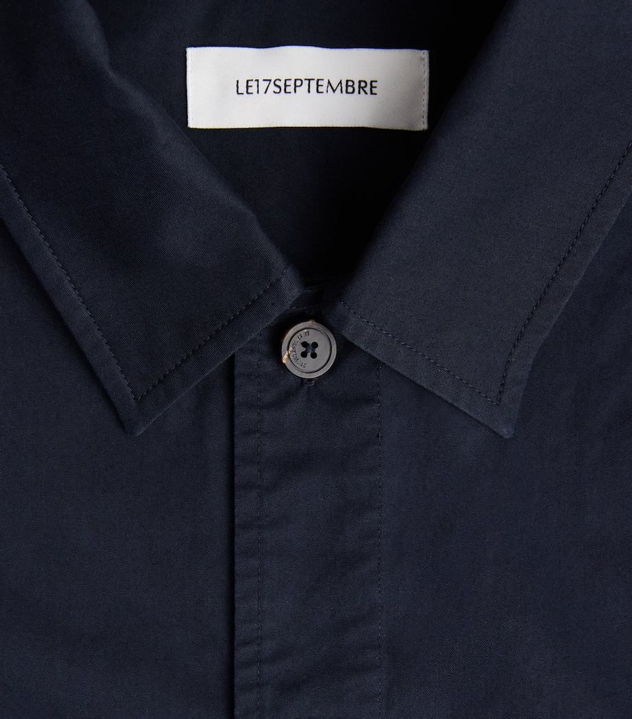 Le 17 Septembre Mens Drawstring-Hem Overshirt Navy Image 6