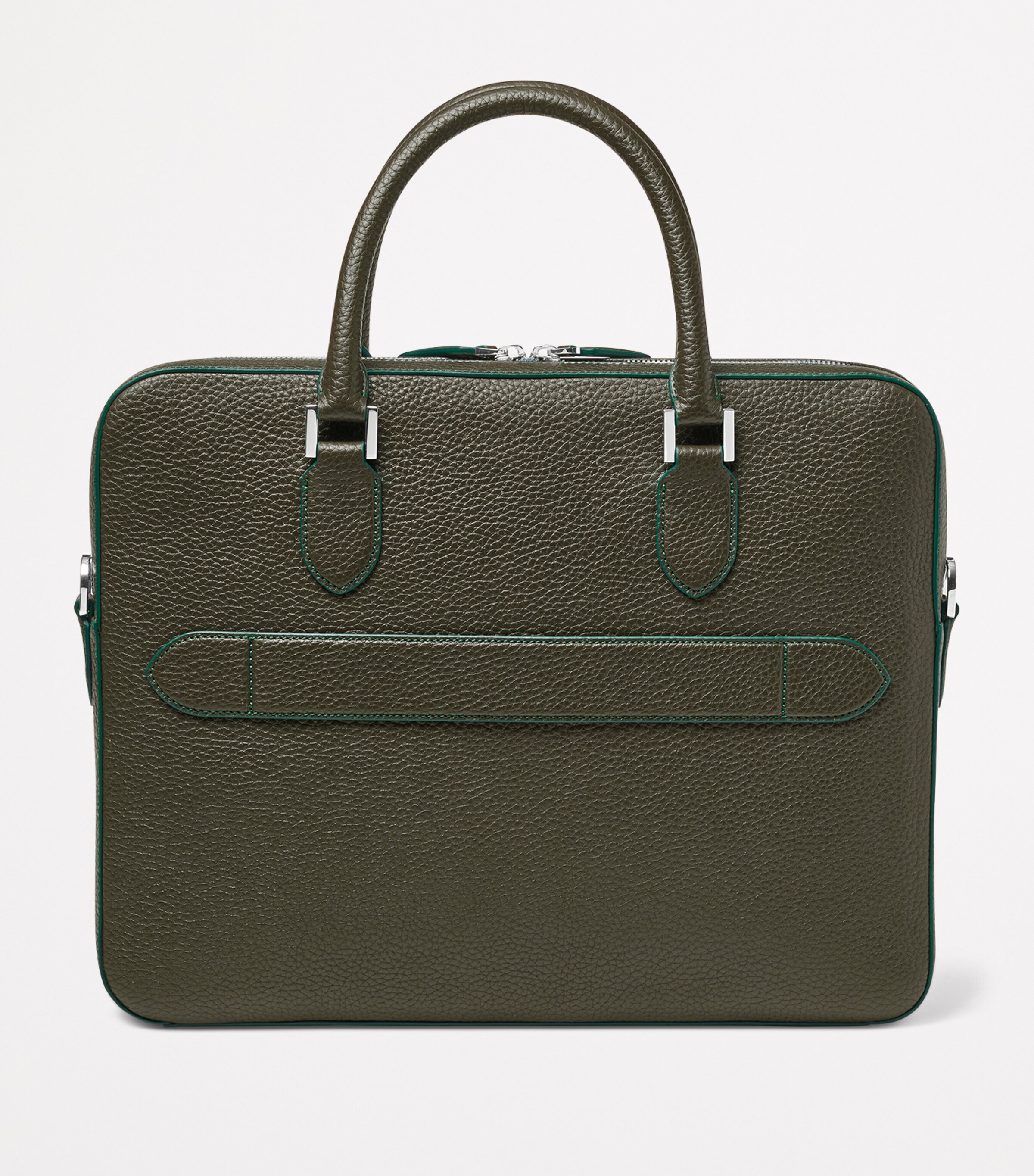 Leather Mount Street Briefcase Bag FORESTGREEN Image 3