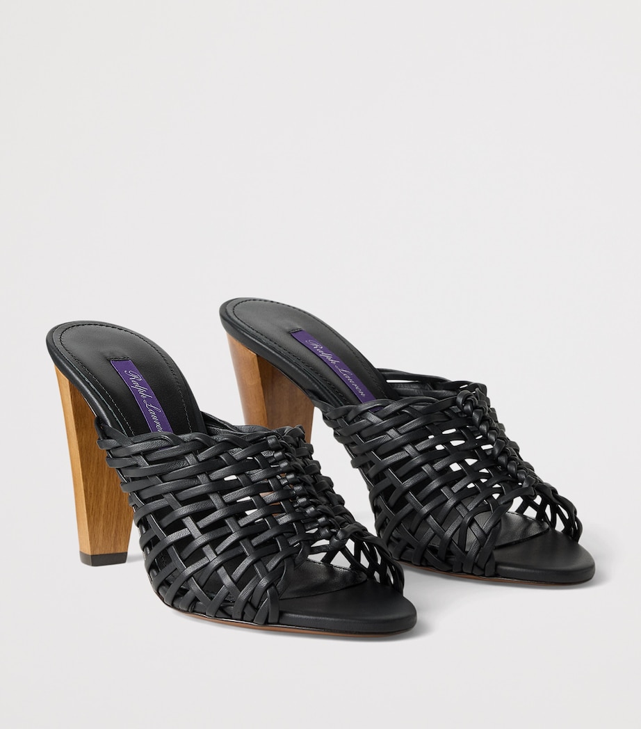 Ralph Lauren Collection Lamb Leather Heeled Mules Black Image 2