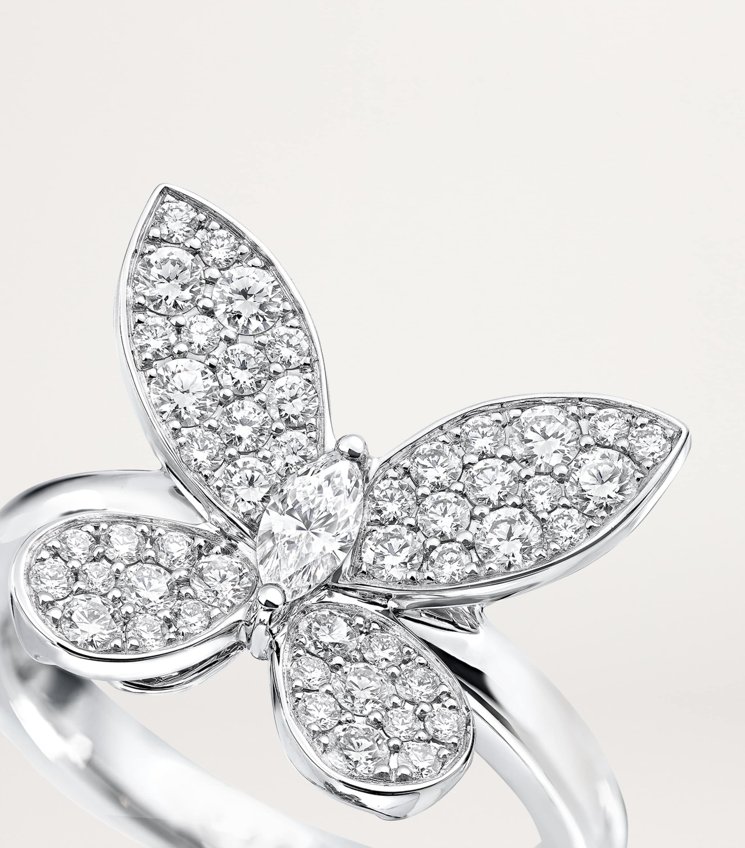 White Gold and Diamond Butterfly Ring WHITE GOLD Image 5