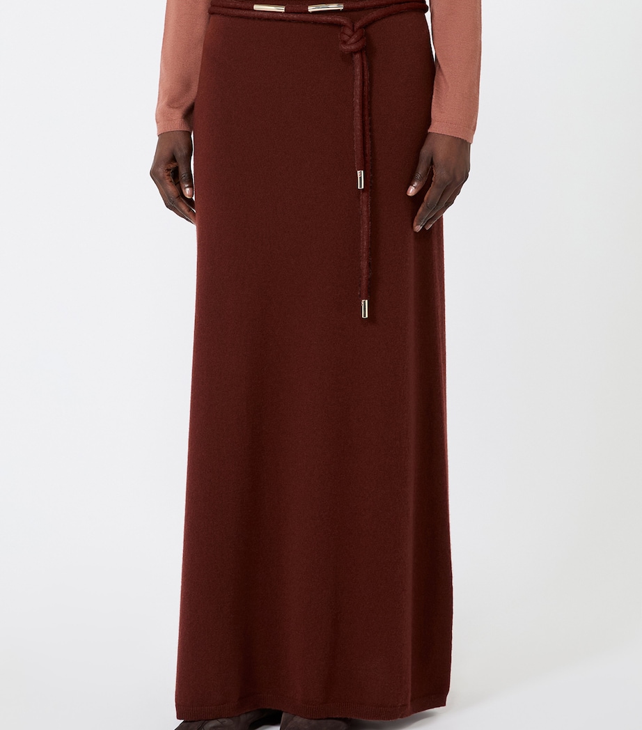 Max Mara Womens Cashmere String-Belt Maxi Skirt Rust Image 3