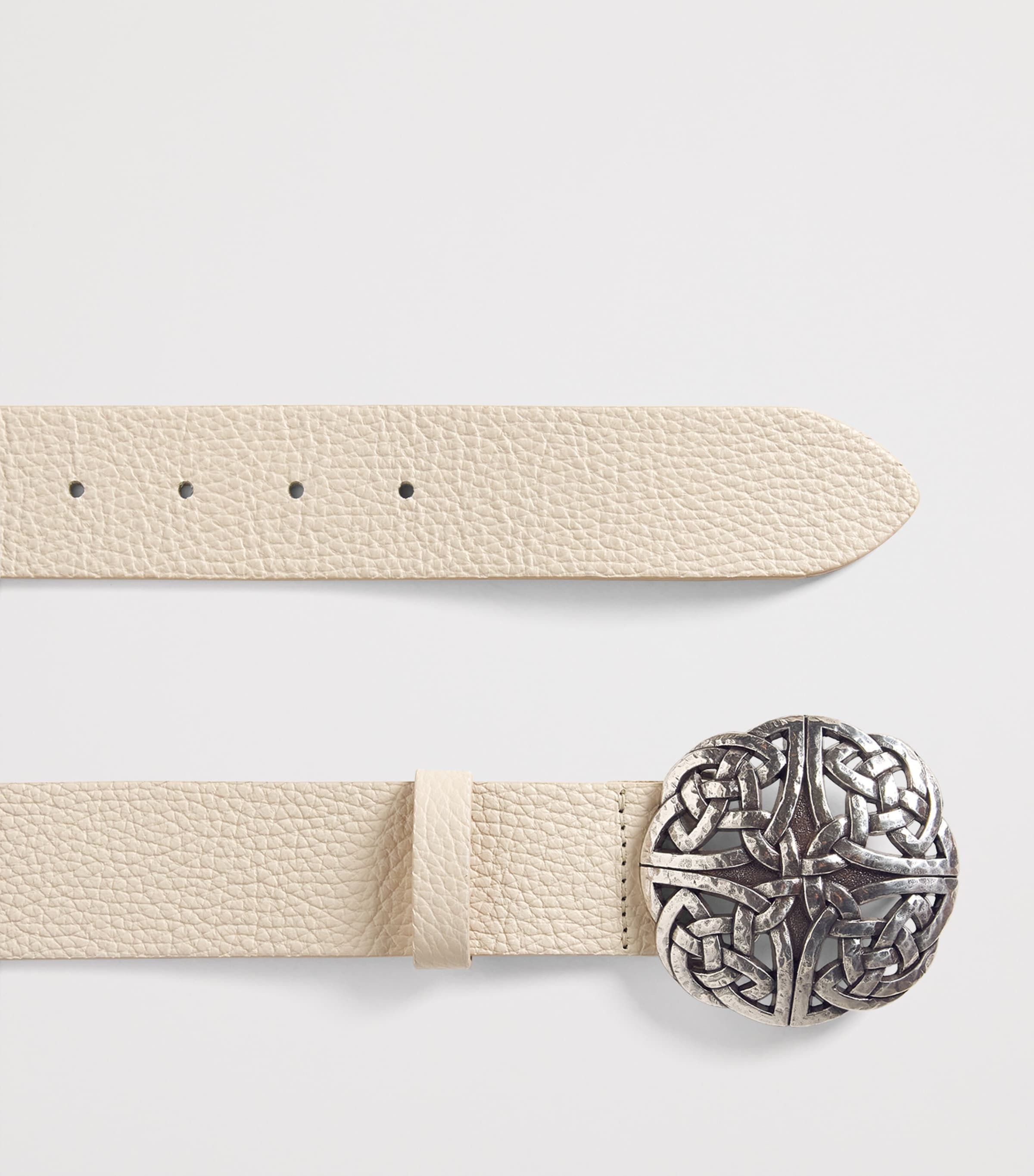 Eleventy Leather Woven Buckle Belt Sabbia Image 3