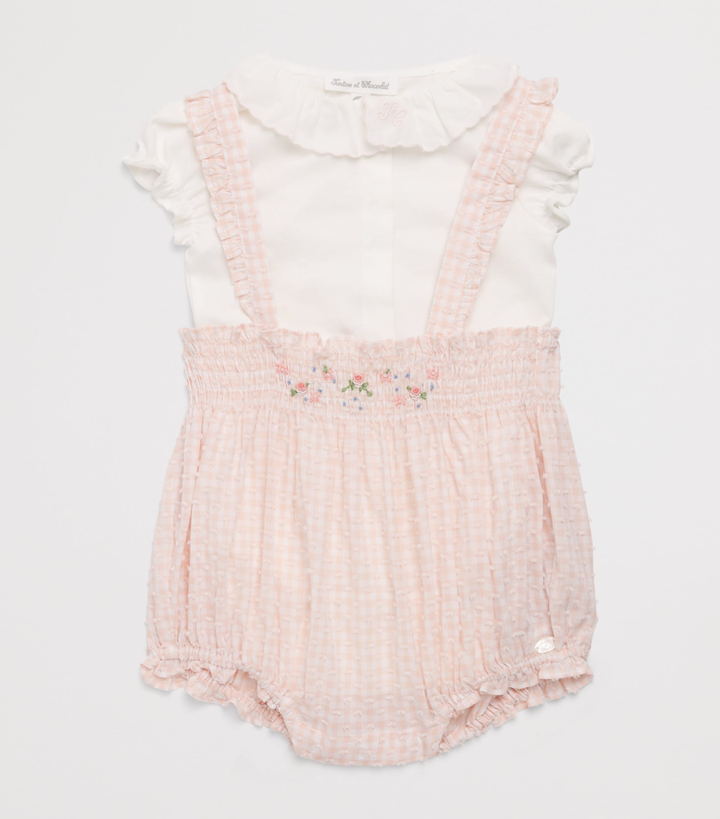 Cotton Gingham Bodysuit and Bloomers (0-18 Months) 30ROSÉE Image 3