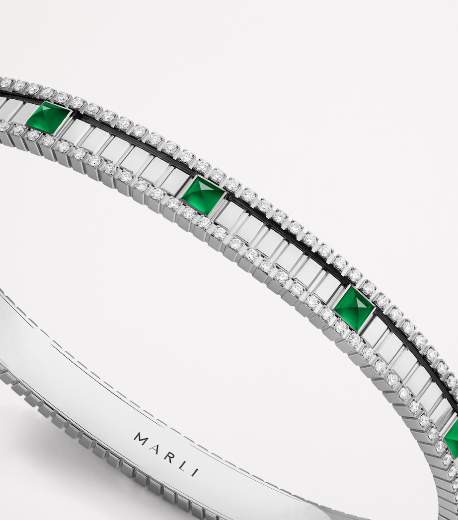 White Gold, Diamond and Agate LIFE Bangle WHITE GOLD Image 4