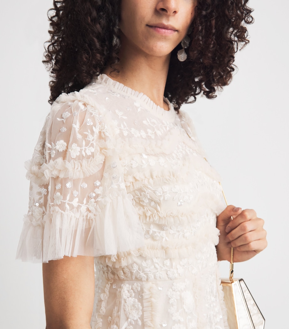 Needle & Thread Womens Embroidered Tulle Gianna Maxi Dress Cream Image 3
