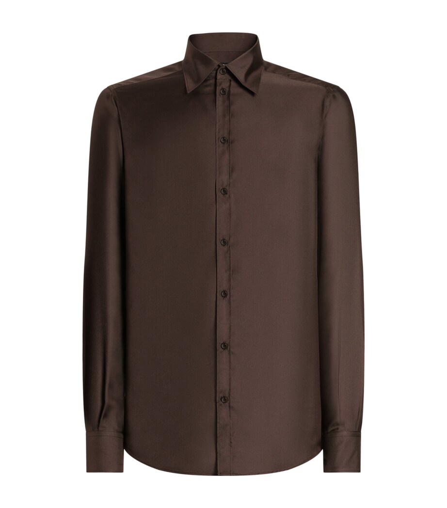 Dolce&Gabbana Mens Silk Shirt Brown Image 1