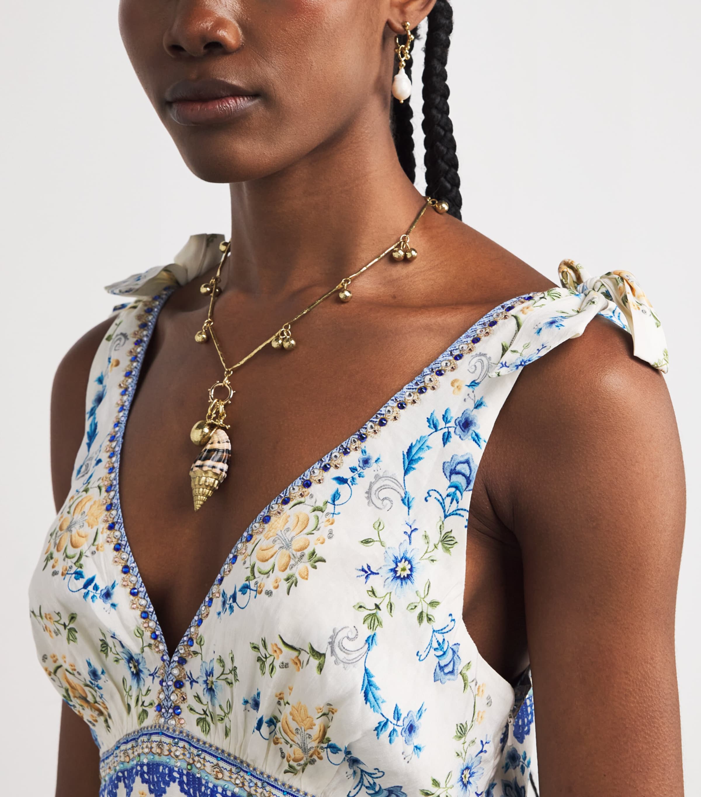 Linen-Silk Tie Shoulder Dress MY HOMESPUN HRT HMHR Image 6