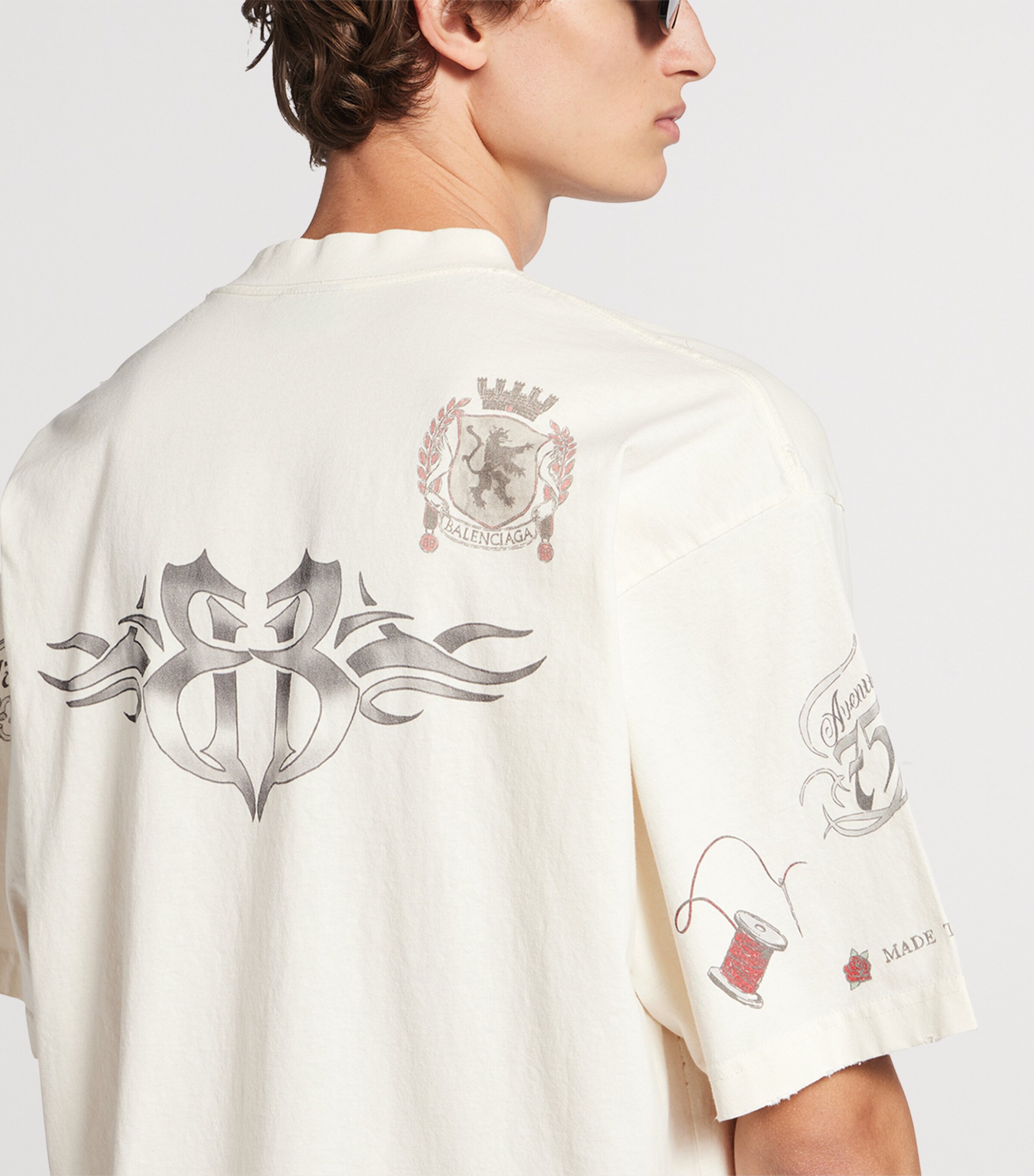 Balenciaga Mens Cotton Tattoo T-Shirt Image 6