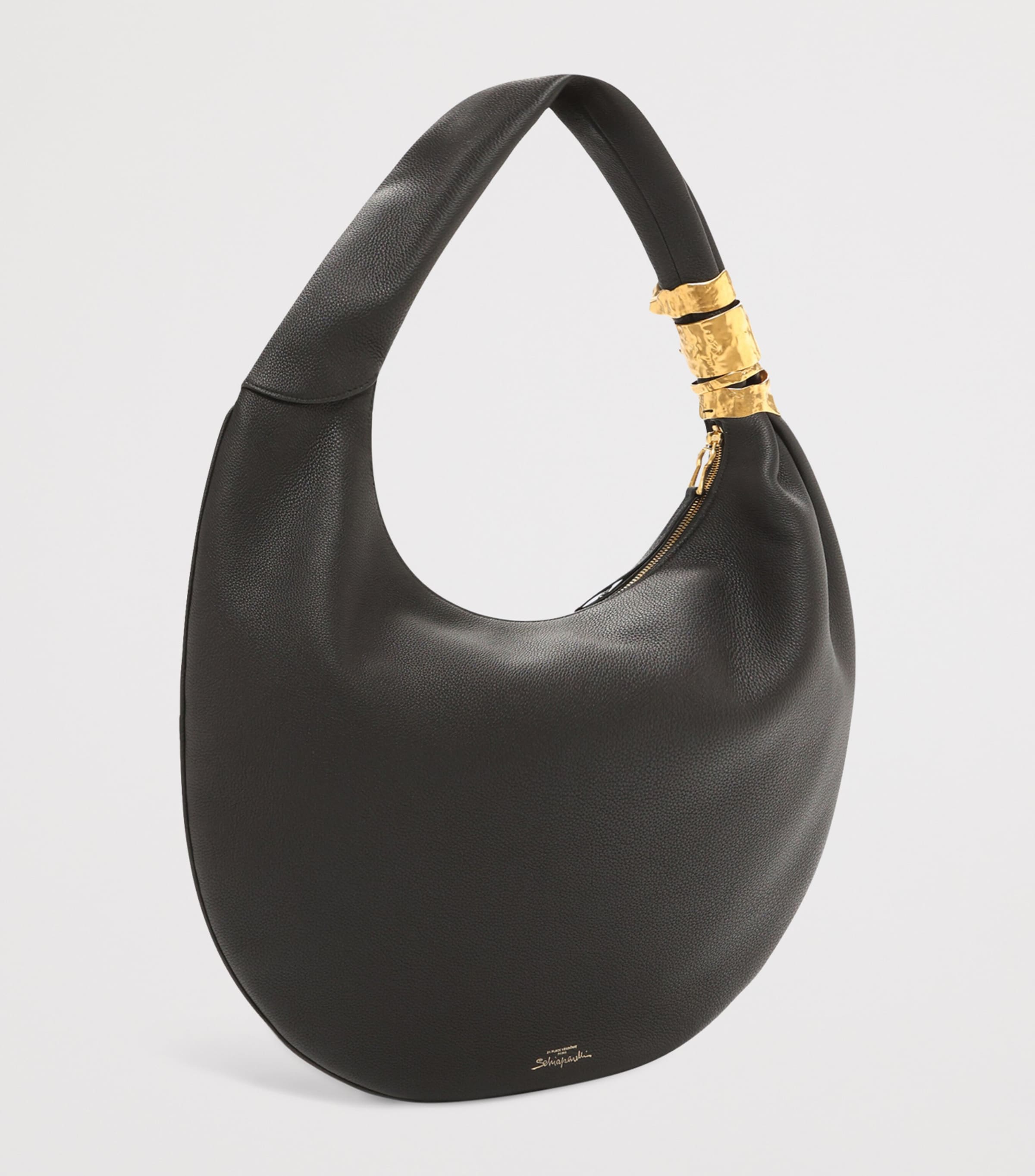 Schiaparelli Large Leather Soufflé Baguette Shoulder Bag Black Image 5
