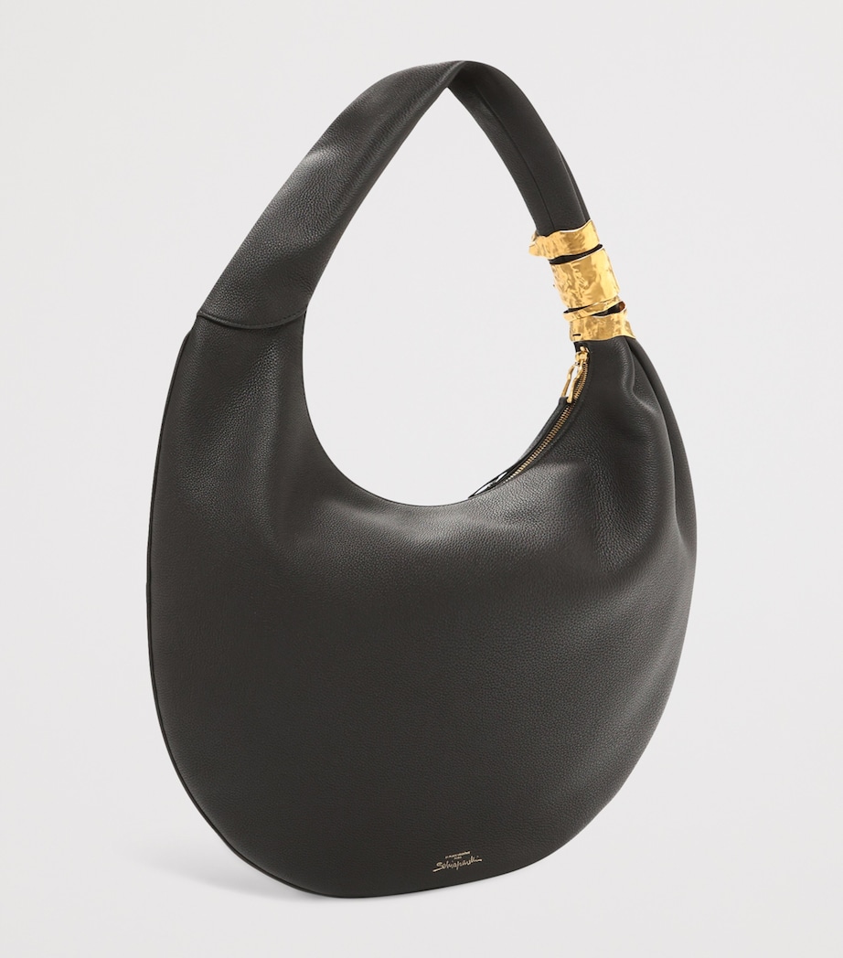 Schiaparelli Large Leather Soufflé Baguette Shoulder Bag Black Image 5