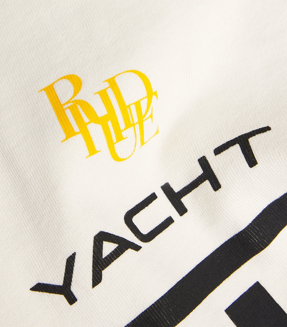 Rhude Mens Cotton Yacht Club T-Shirt White/ Blk/ Grn Image 5