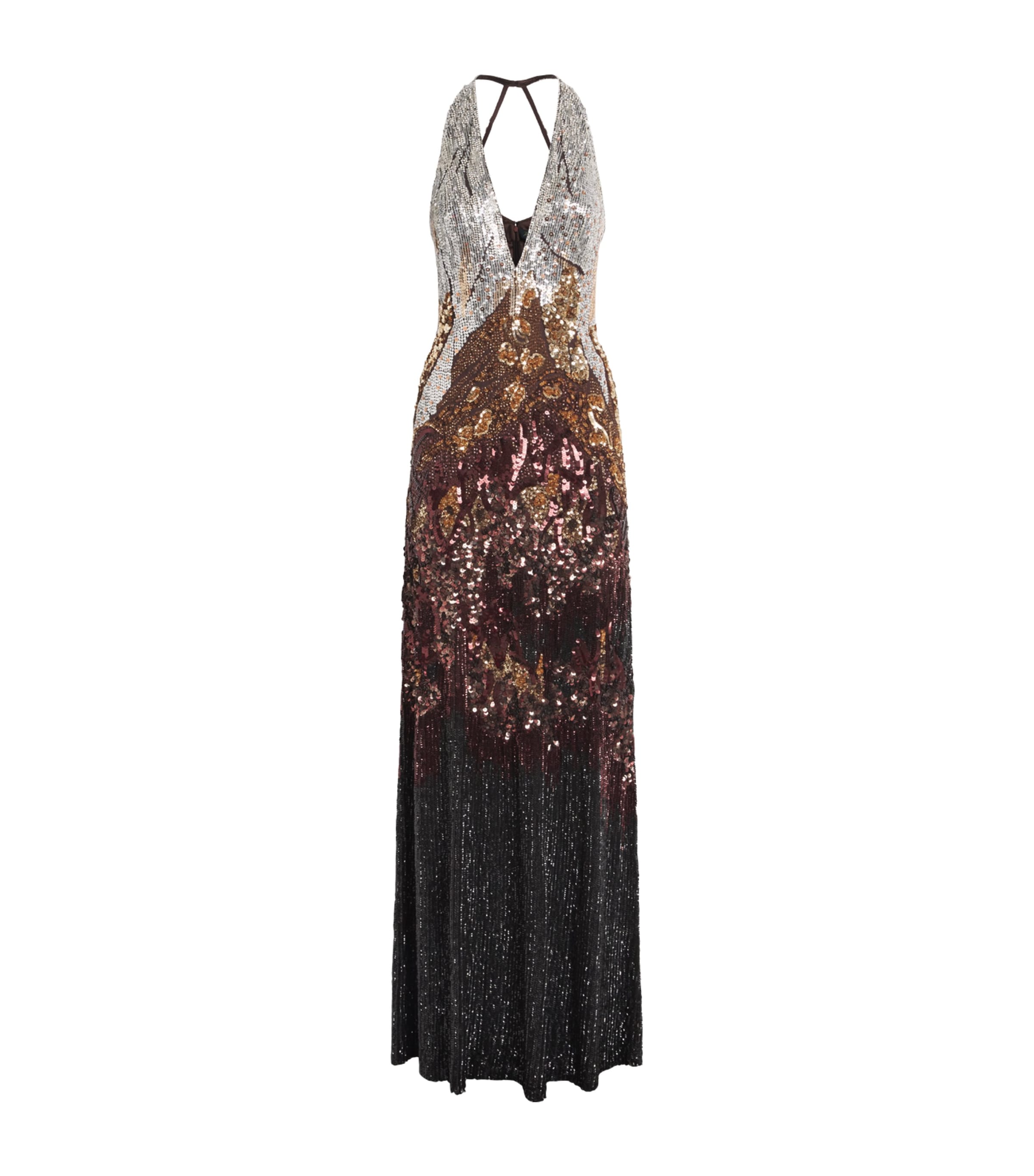 Jenny Packham Womens Embellished Wild Rose Gown Cacao Image 1