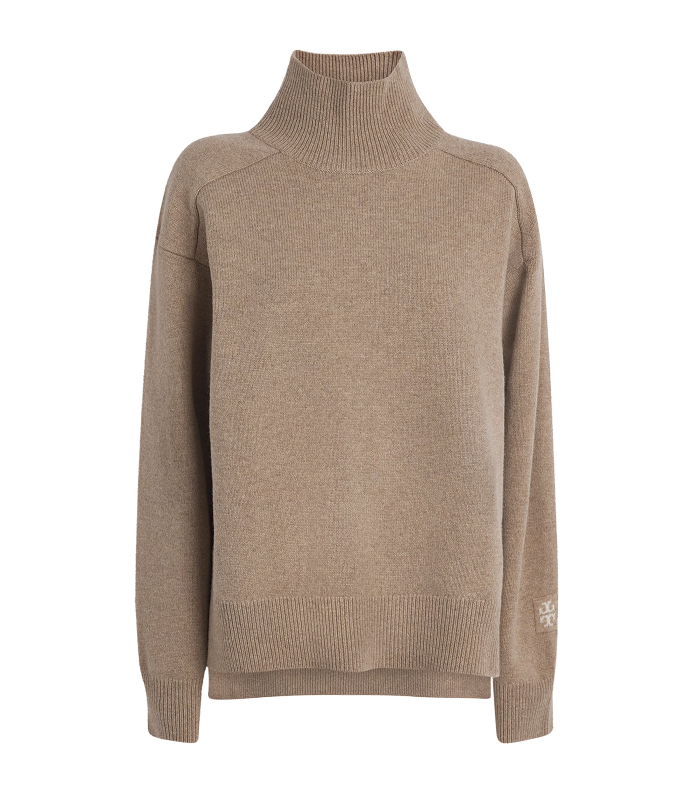 Tory Burch Merino Wool High-neck Sweater In Brown