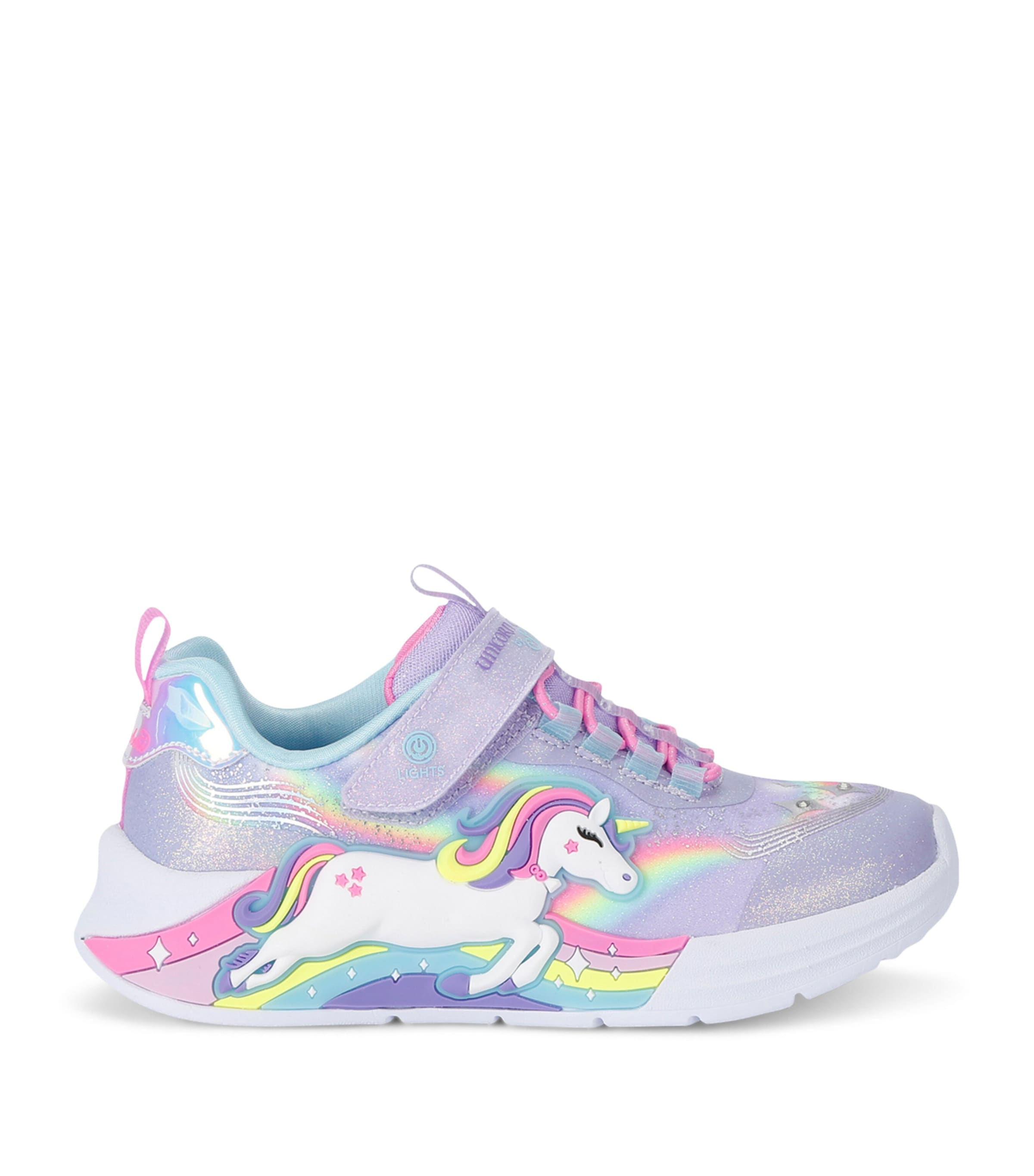 Skechers Girls Lilac Kids Unicorn Dreams Light-up Metallic-woven Trainers 4-9 Years In Purple