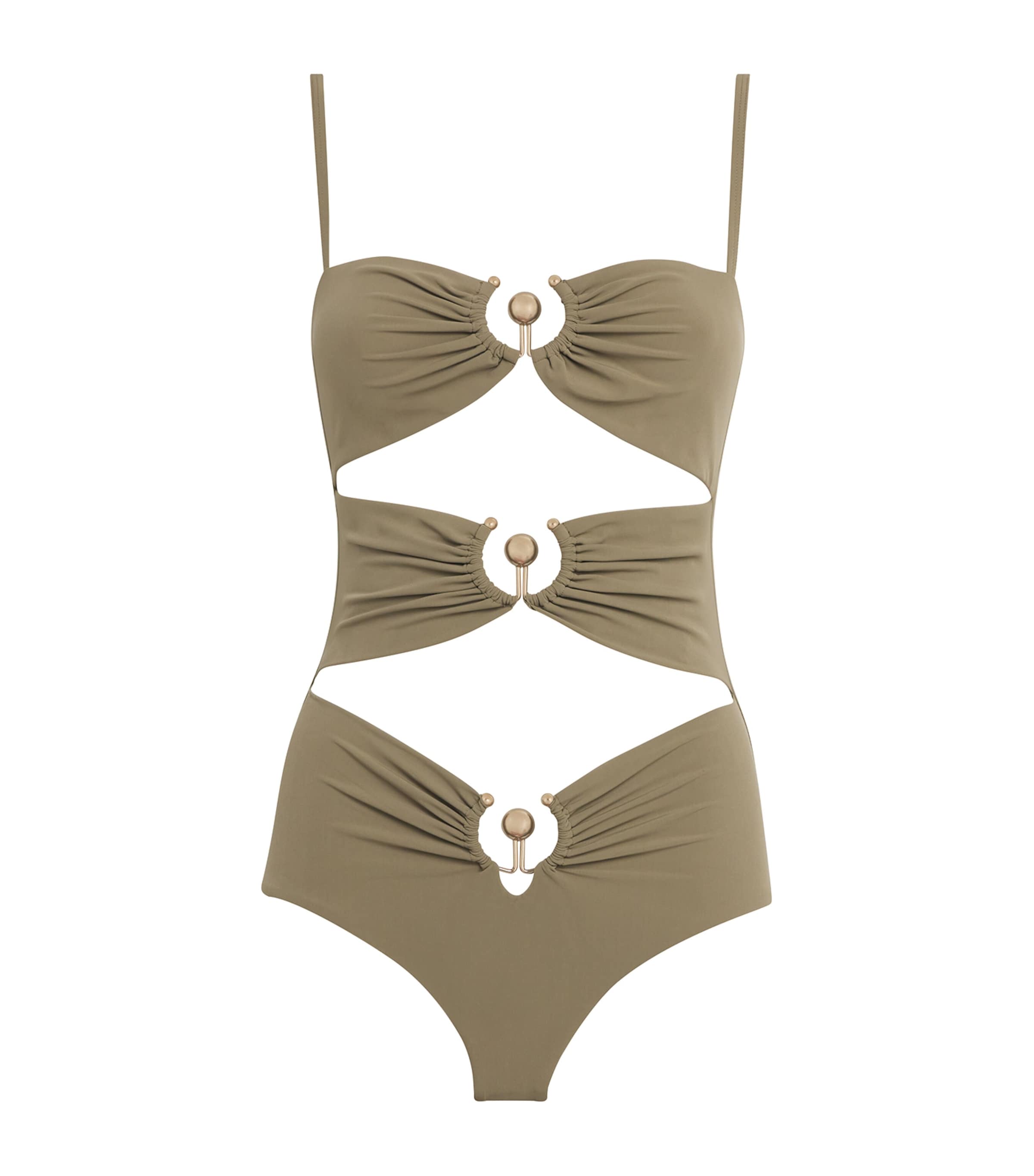 Christopher Esber Pierced Orbit Swimsuit In Green