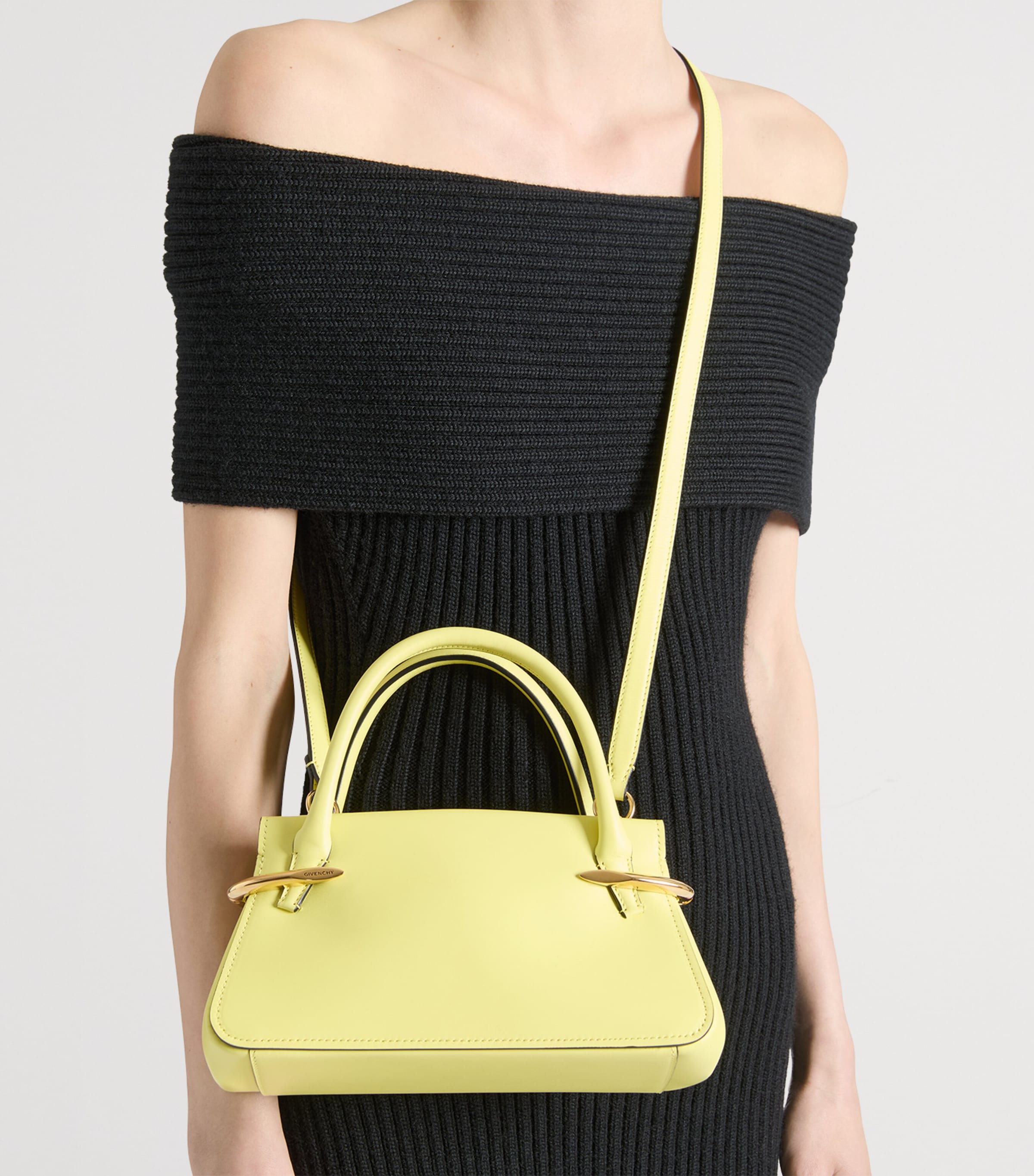 Mini Leather Pinch Top-Handle Bag ACID YELLOW Image 2