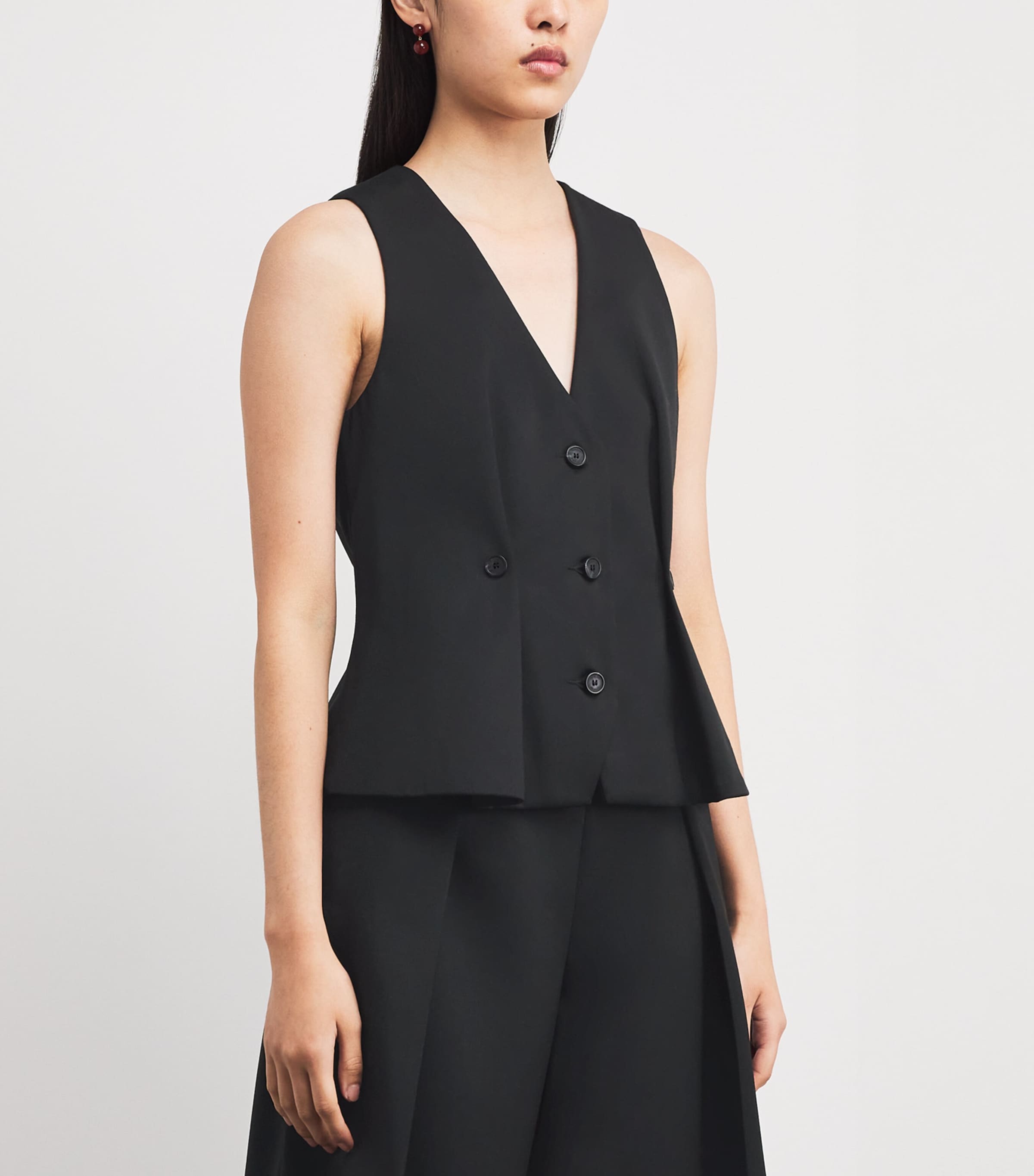 Button Pleat Waistcoat BLACK Image 3