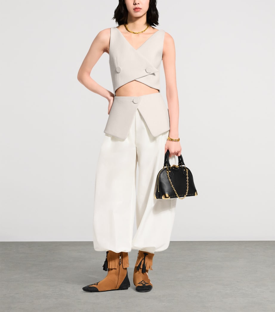 LOUIS VUITTON Womens Wool Cut-Out Waistcoat Top White Image 3