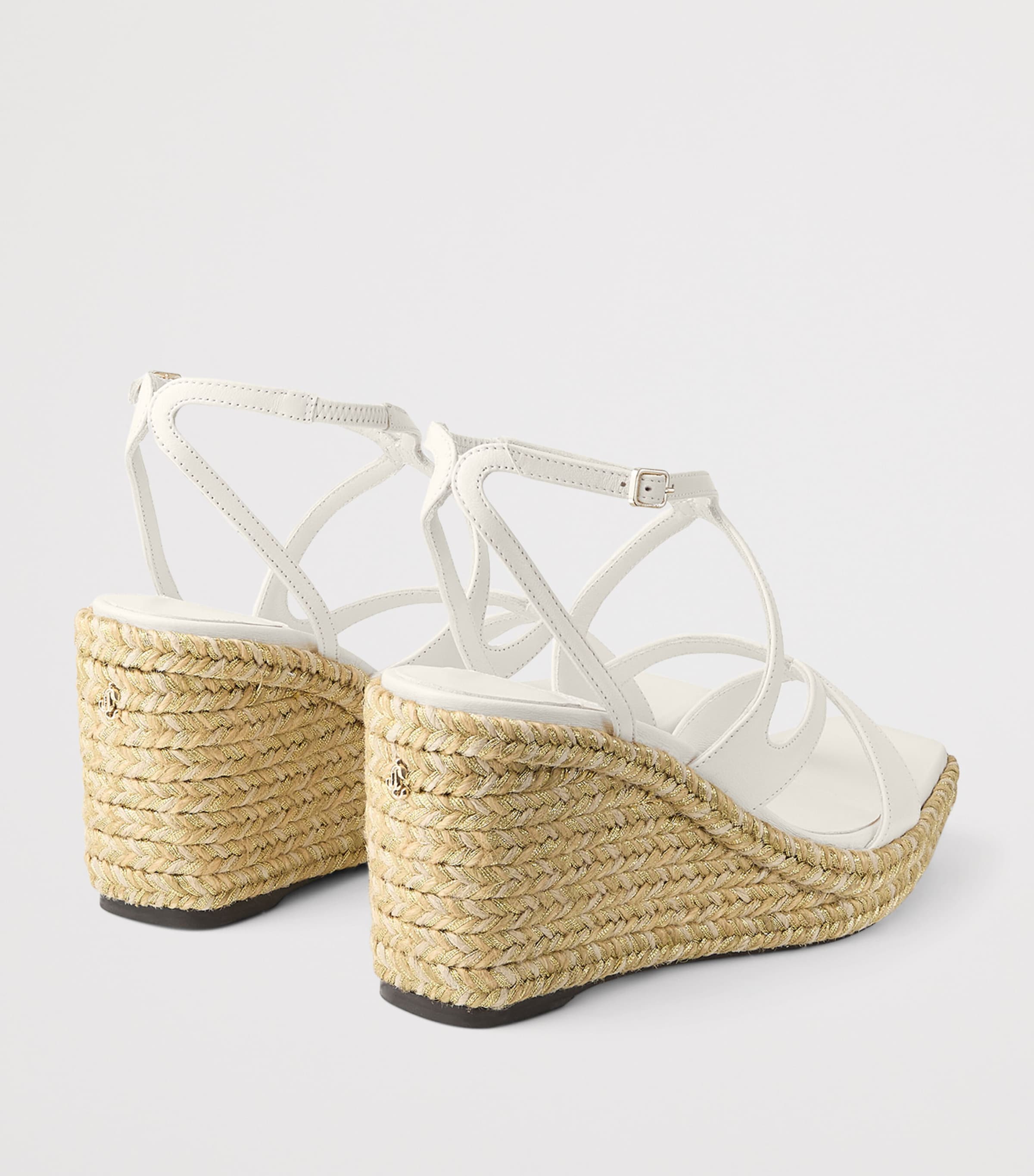 Jimmy Choo Ayla 85 Leather Wedge Sandals Latte Image 3