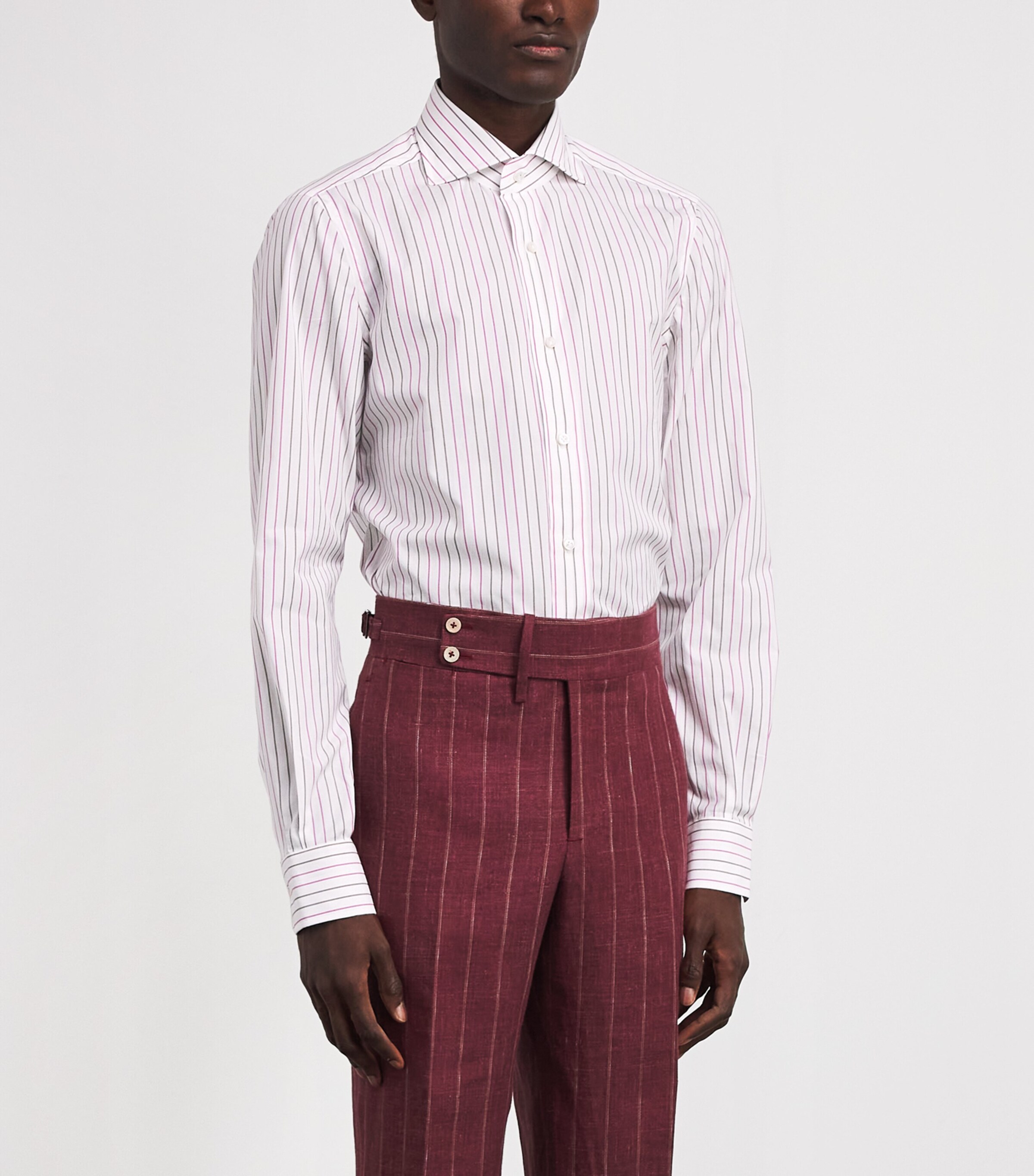 Isaia Mens Egyptian Cotton Stripe Shirt Image 4