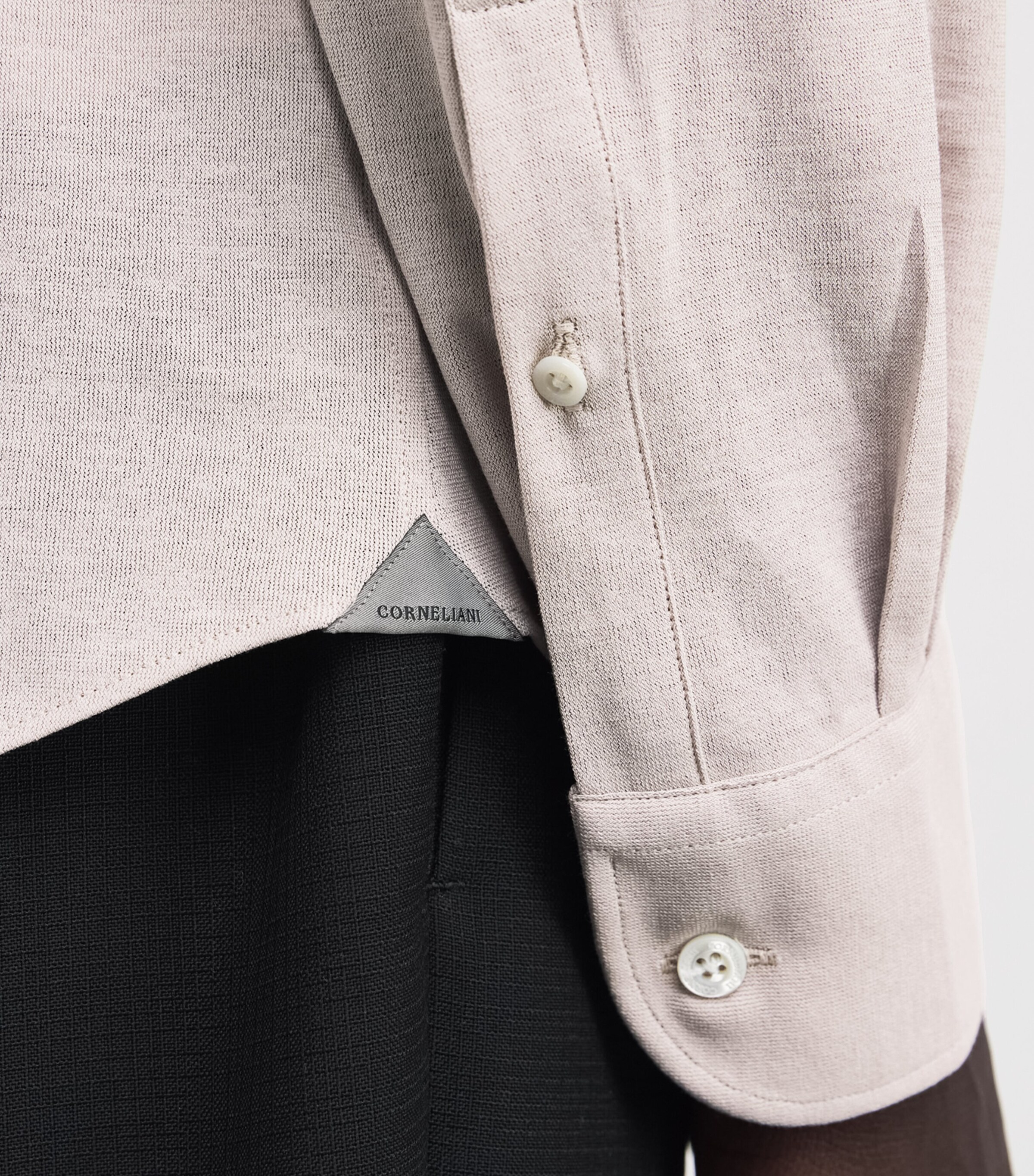 Corneliani Mens Cotton Jersey Shirt Natural / Beige Image 6