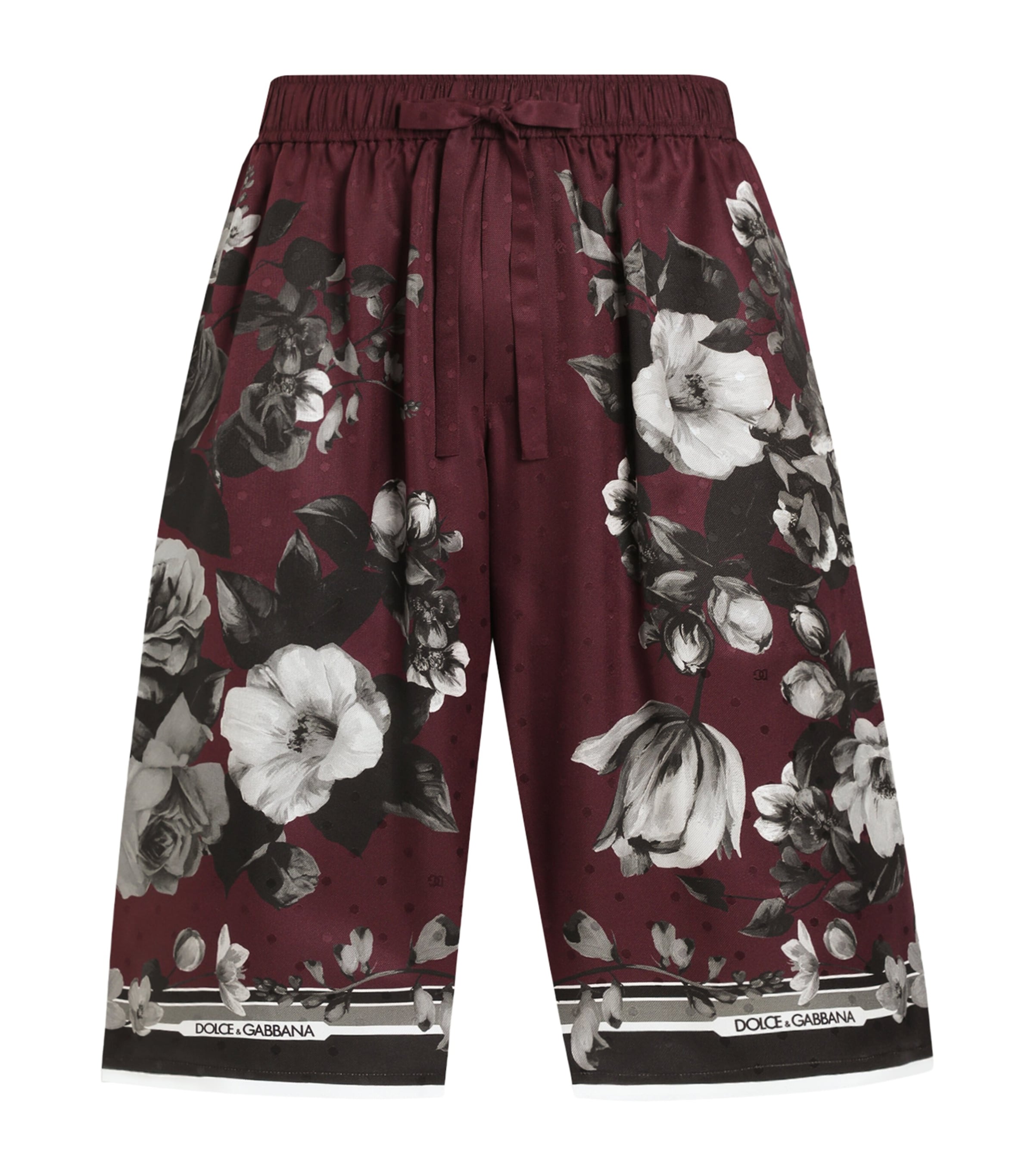 Dolce&Gabbana Mens Silk Floral Wide-Leg Shorts Rama Image 1