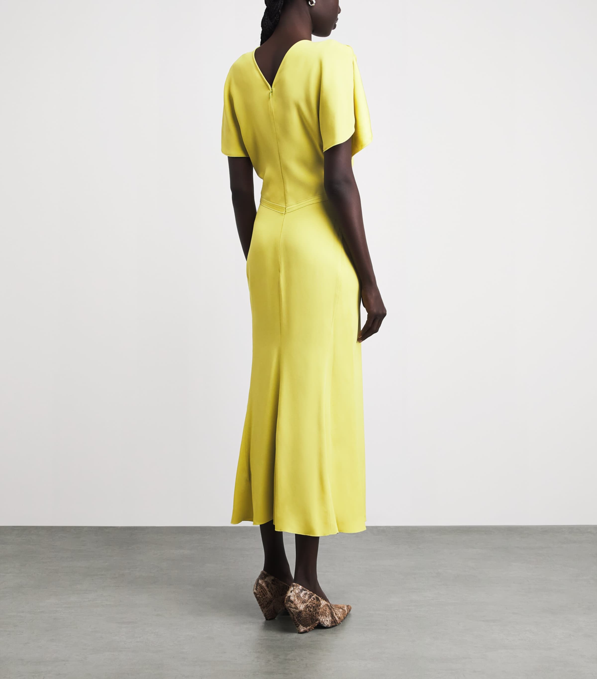 Victoria Beckham Womens Cady Bela Midi Dress Chartreuse Image 4