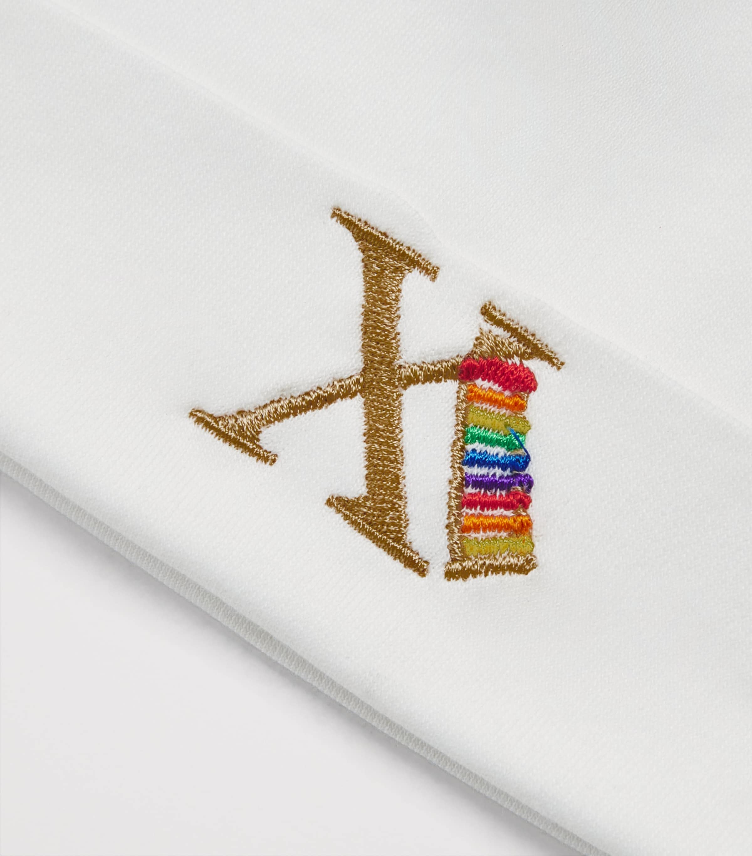 PAINT MY DREAMS Cotton Embroidered ‘X’ Beanie White Image 3