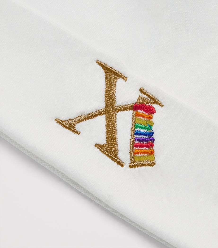 PAINT MY DREAMS Cotton Embroidered ‘X’ Beanie White Image 3