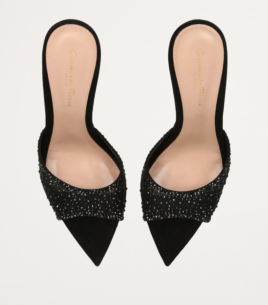 Suede Embellished Rania Mules 85 BLACK Image 4