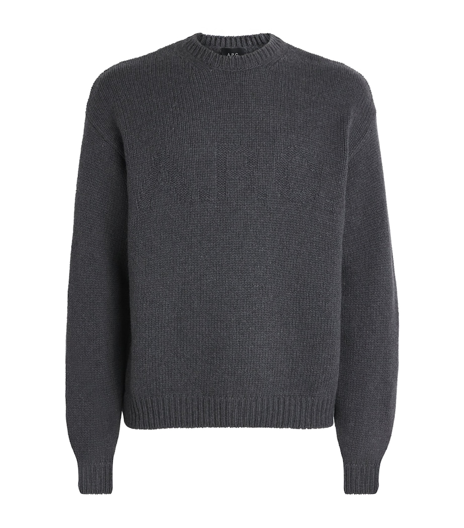 A.P.C. Mens Wool Logo George Sweater Plc Hathrd Anthract Image 1